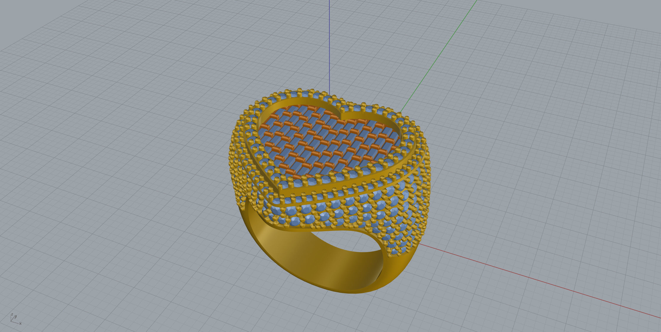 Small Heart with baguetes Ring 3D print model_12