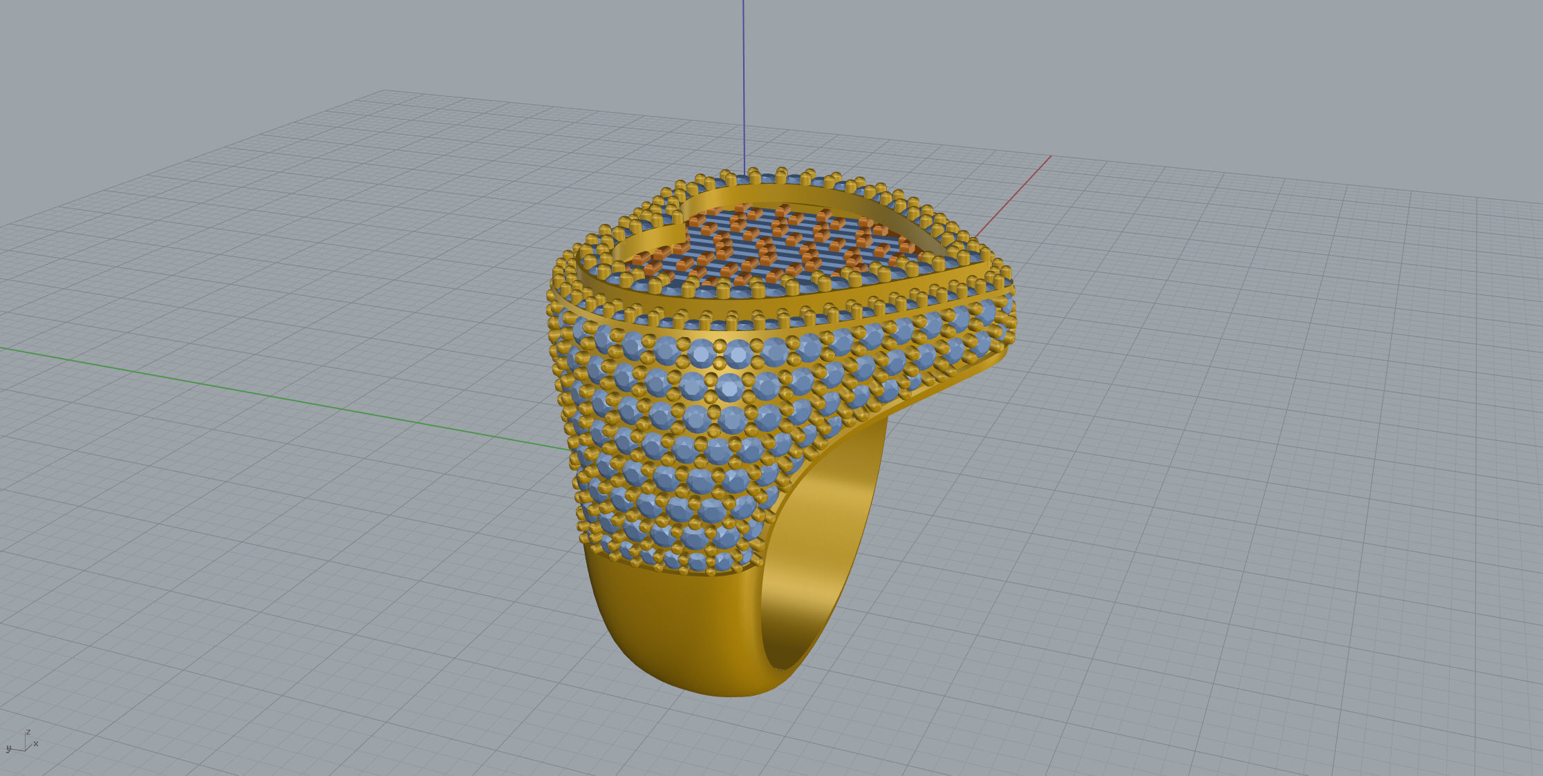 Small Heart with baguetes Ring 3D print model_9