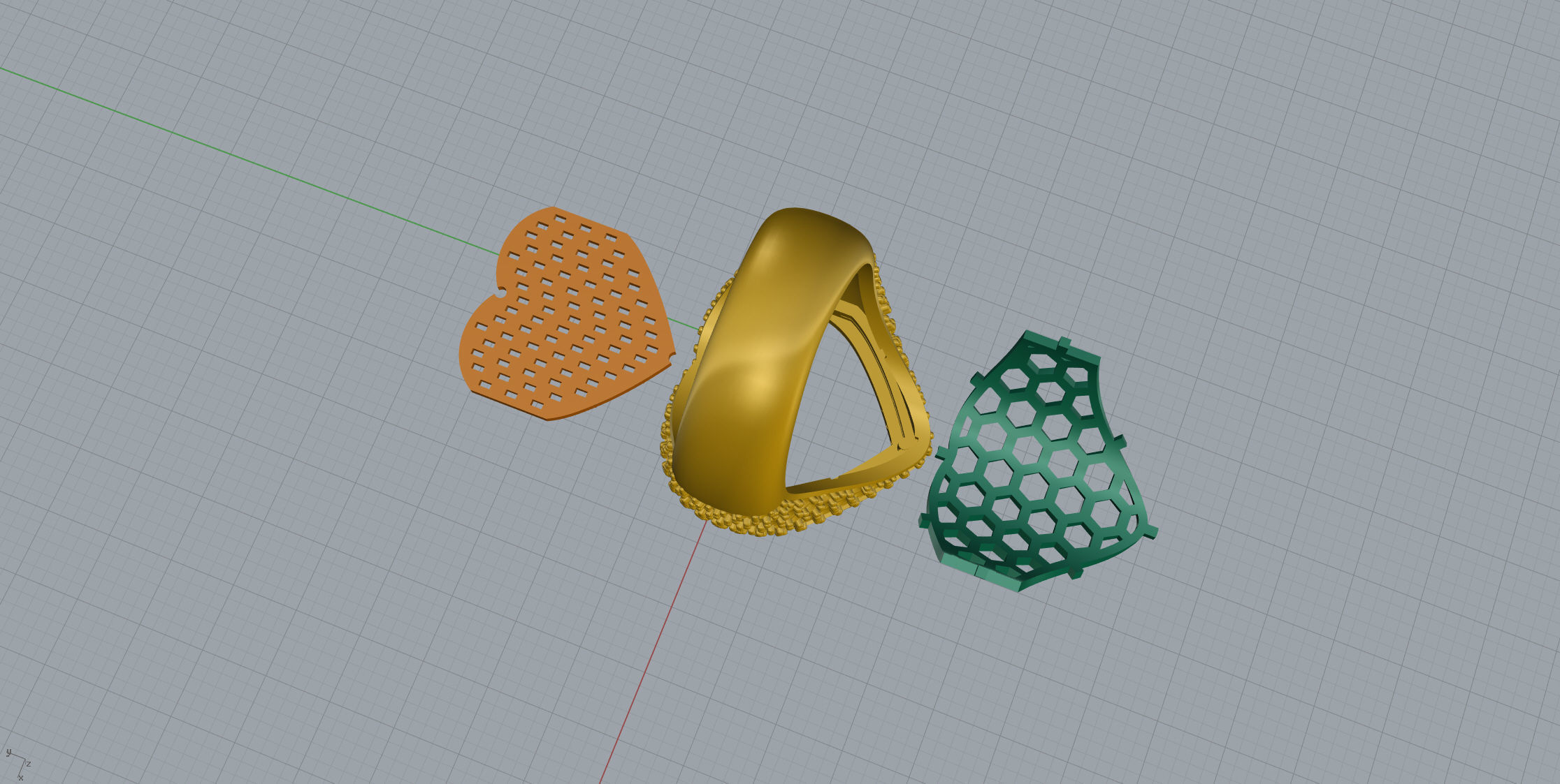 Small Heart with baguetes Ring 3D print model_16