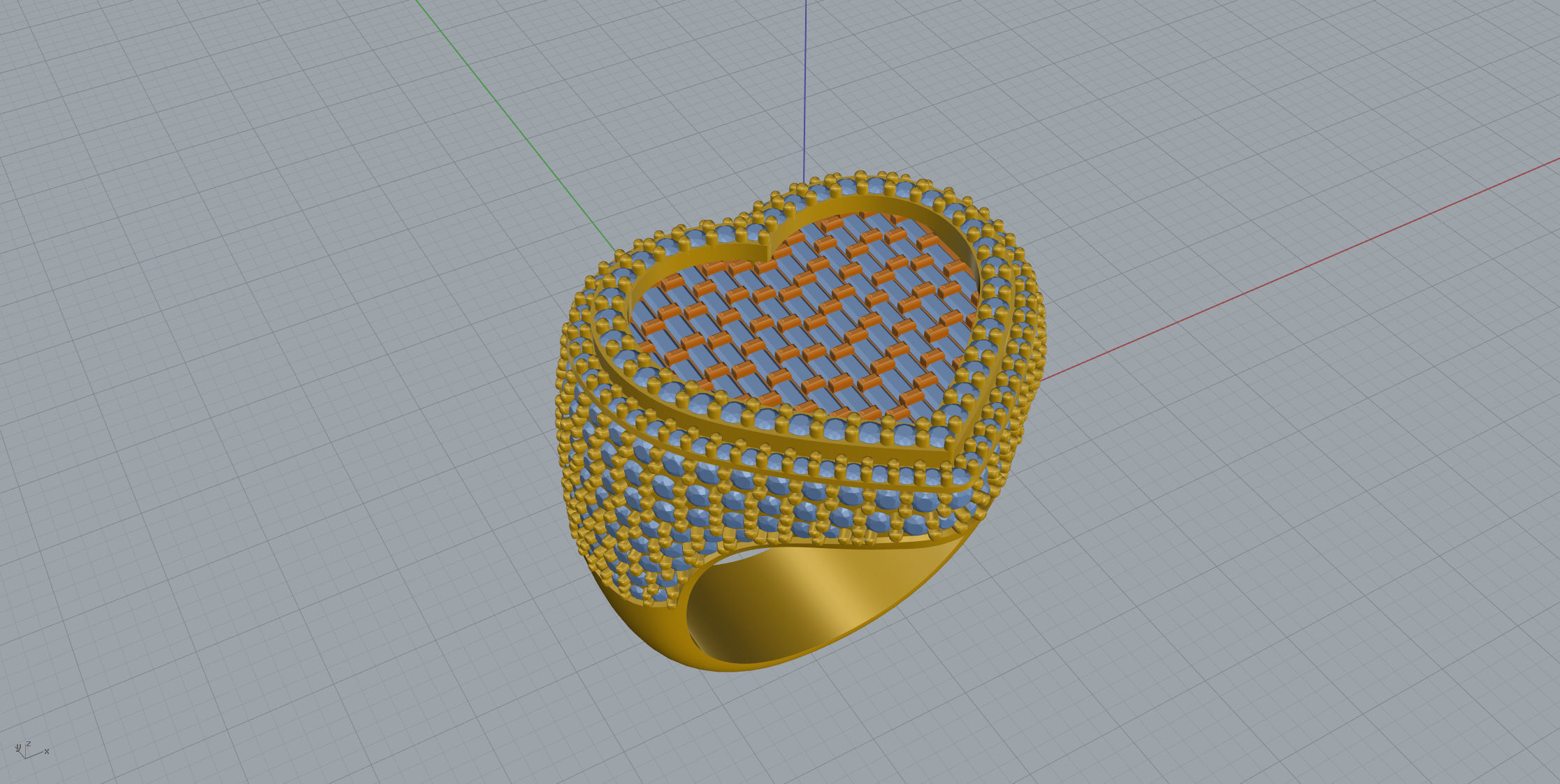 Small Heart with baguetes Ring 3D print model_6