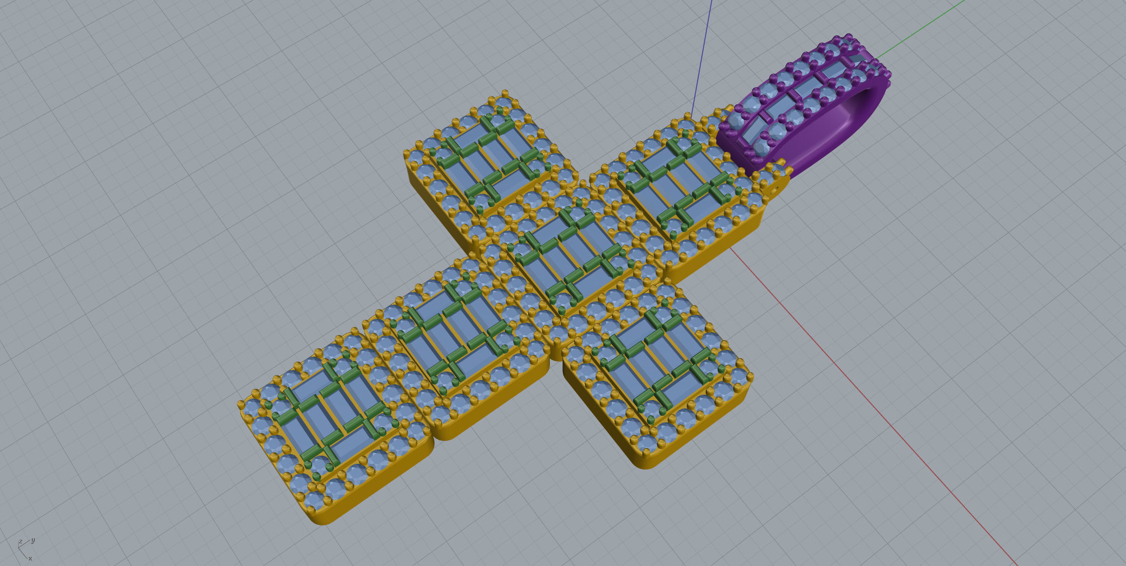 Cros Pendant with baguetes New 3D print model_12