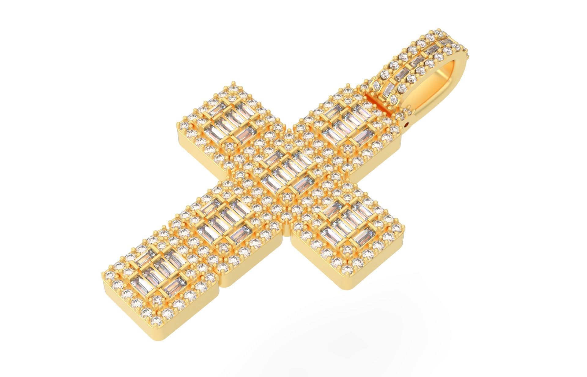 Cros Pendant with baguetes New 3D print model_2