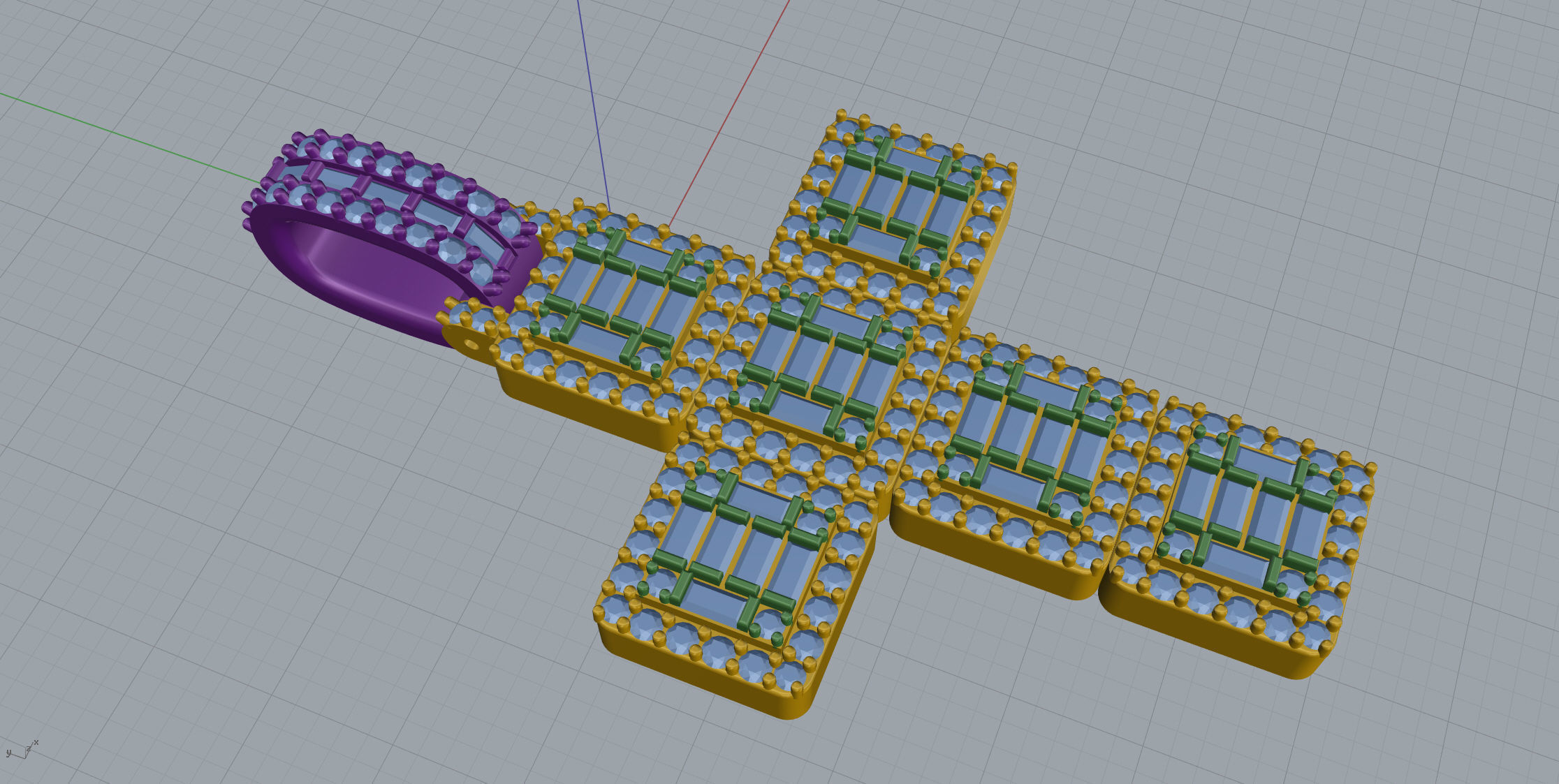 Cros Pendant with baguetes New 3D print model_9