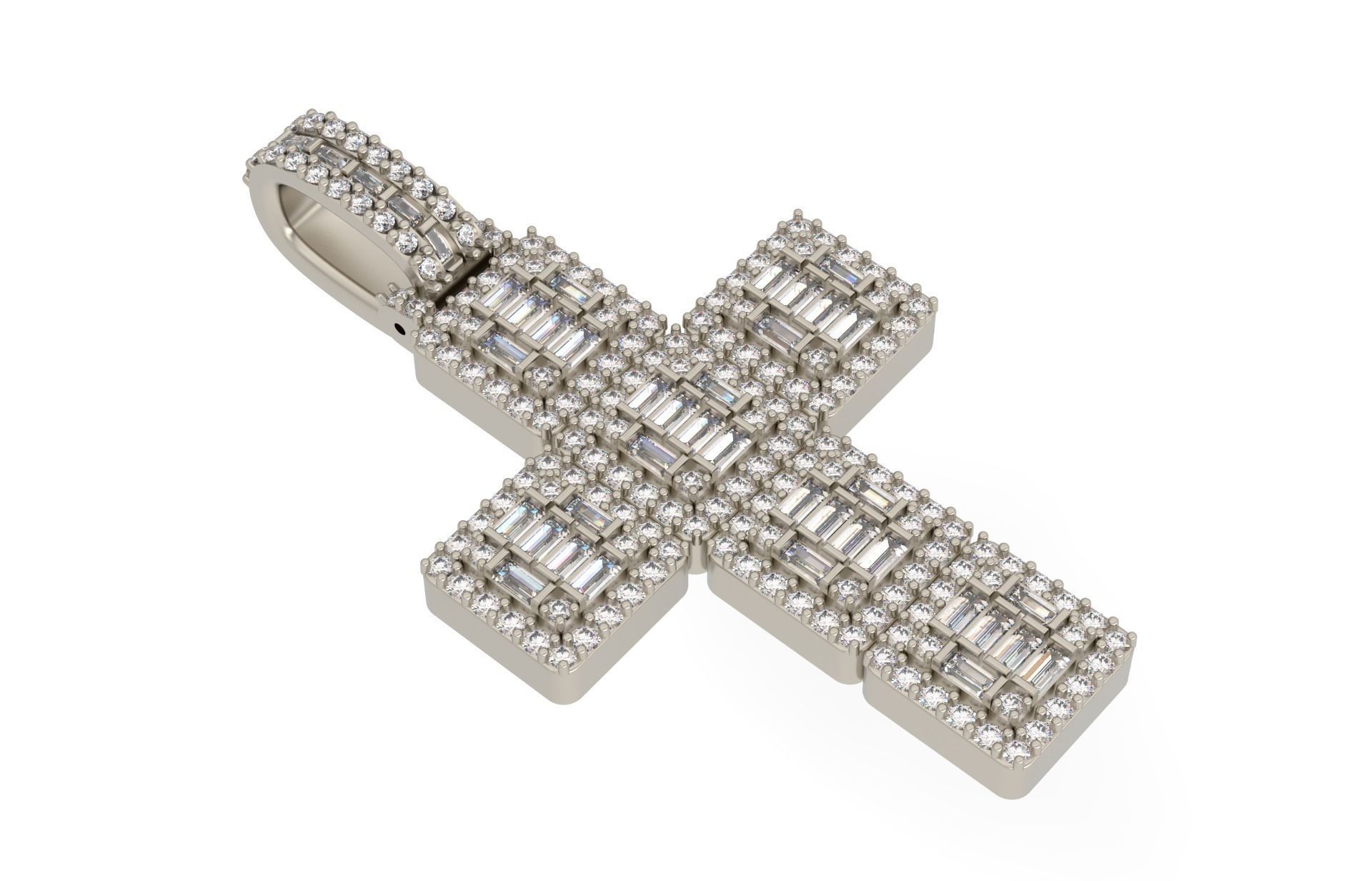 Cros Pendant with baguetes New 3D print model_4