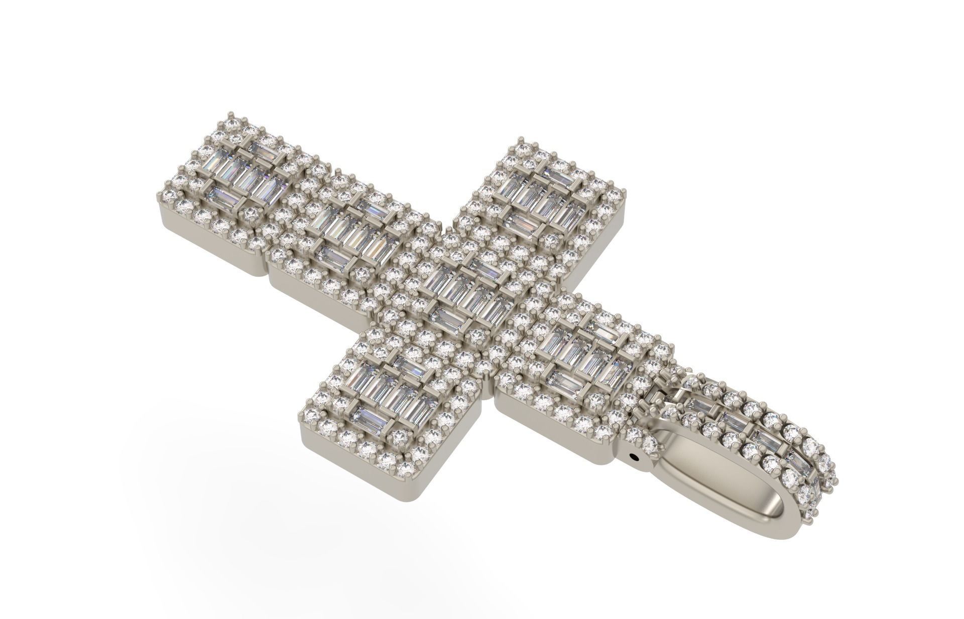 Cros Pendant with baguetes New 3D print model_3