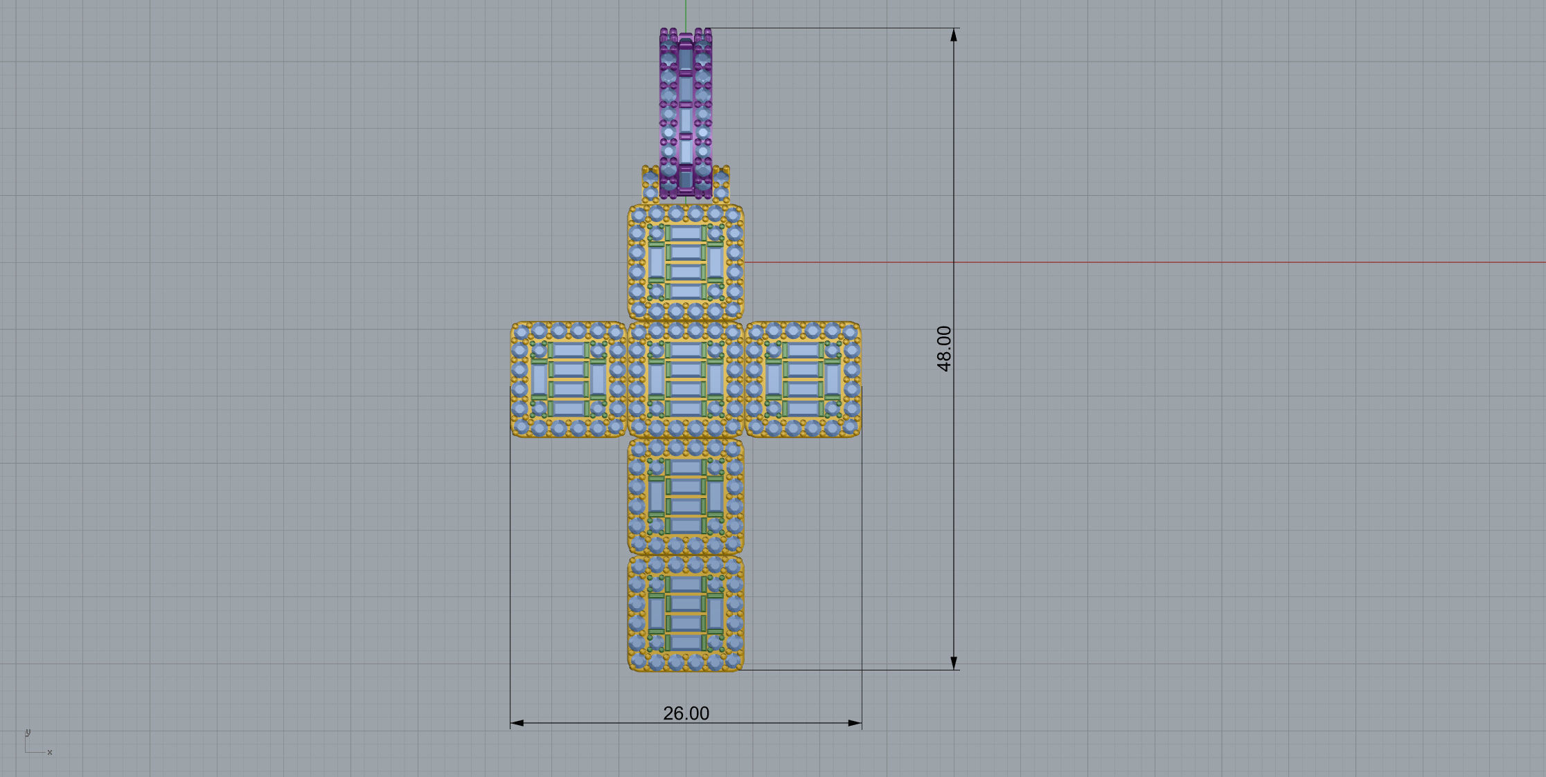 Cros Pendant with baguetes New 3D print model_13