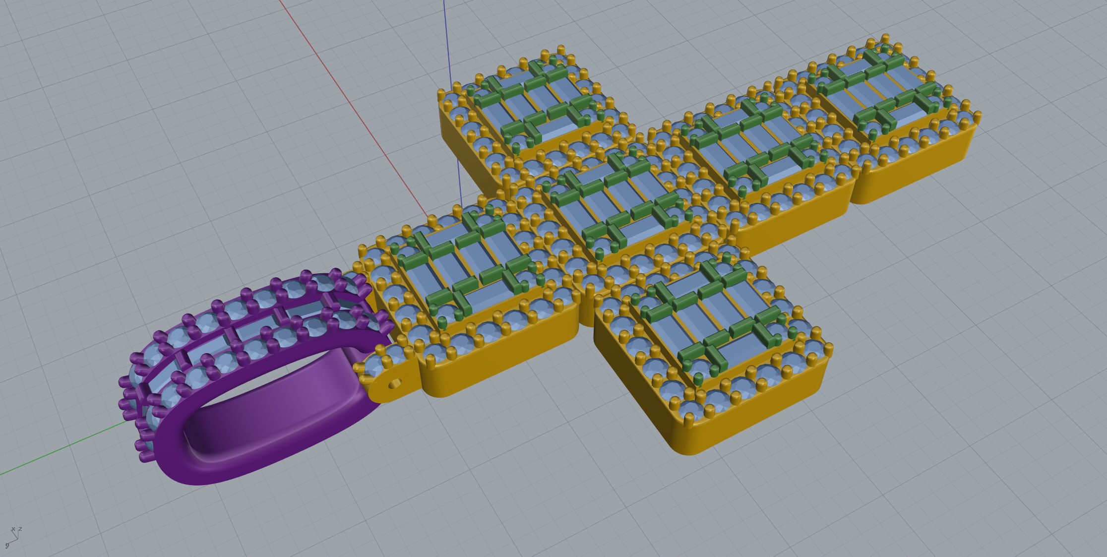 Cros Pendant with baguetes New 3D print model_10