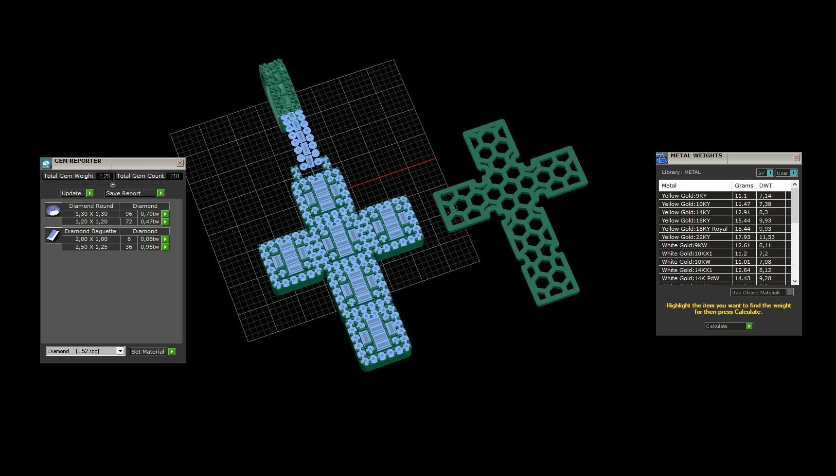 Cros Pendant with baguetes New 3D print model_8