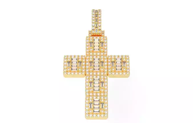Cros Pendant with baguetes New