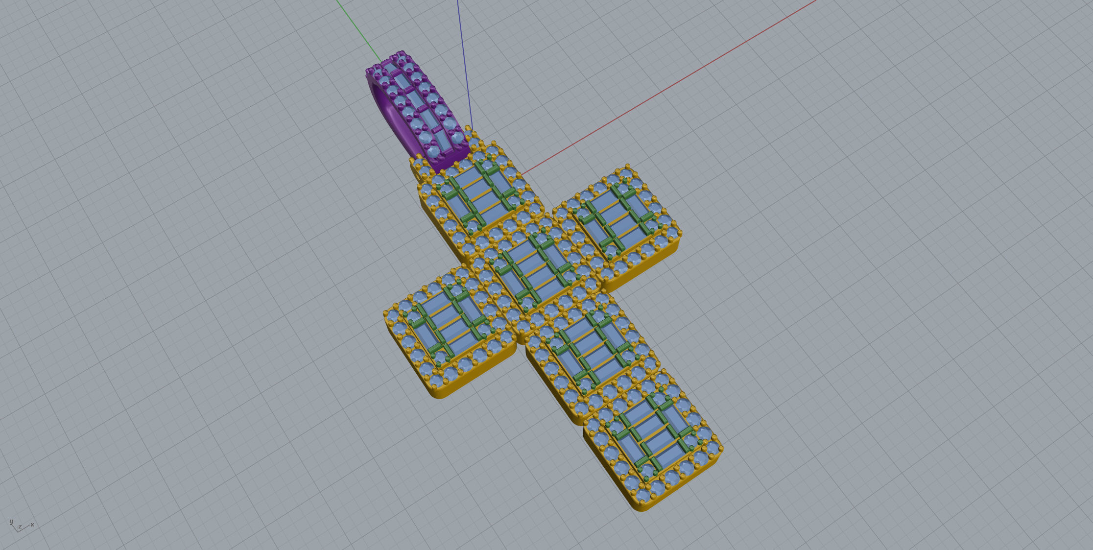 Cros Pendant with baguetes New 3D print model_6