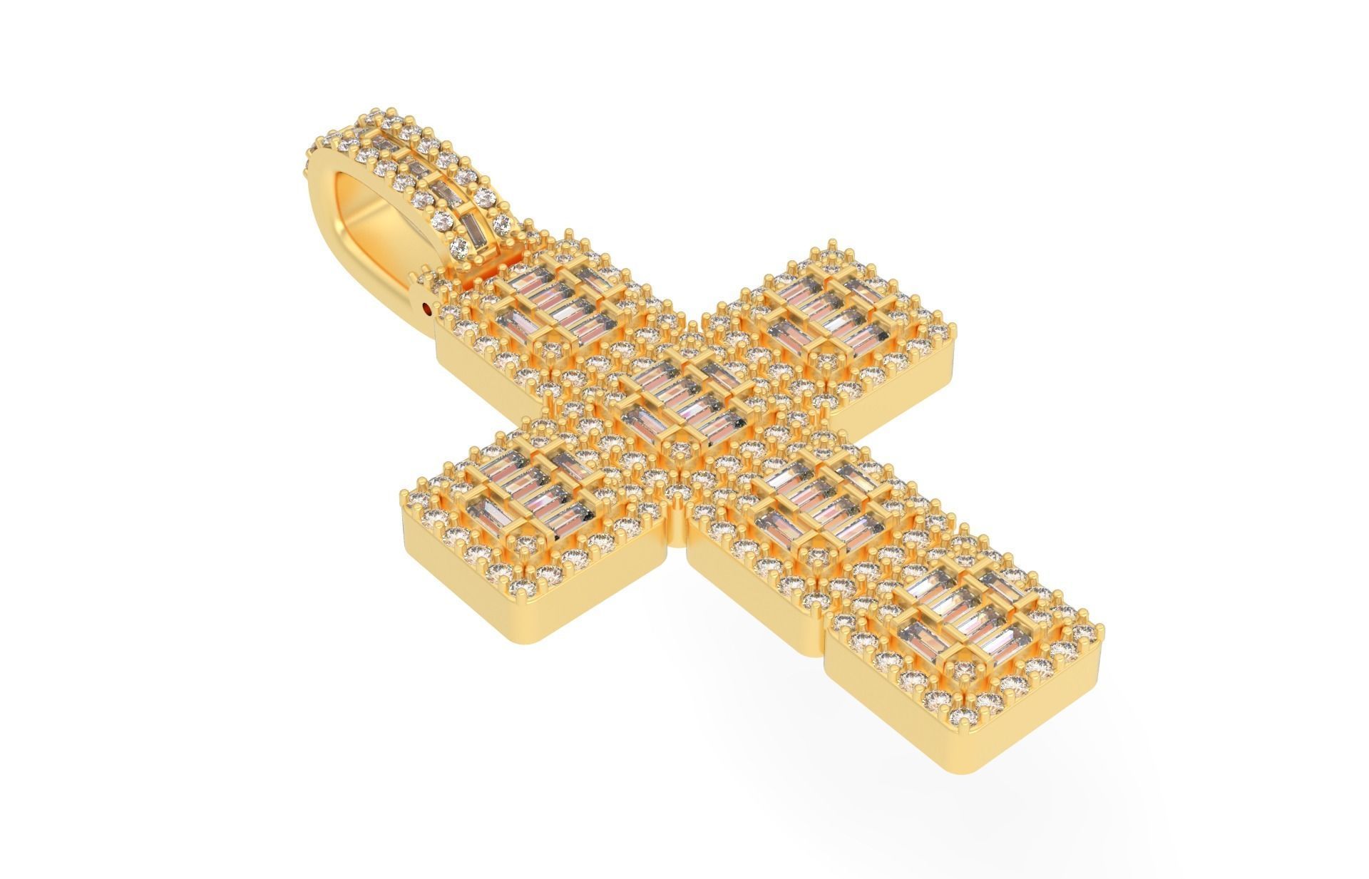 Cros Pendant with baguetes New 3D print model_1