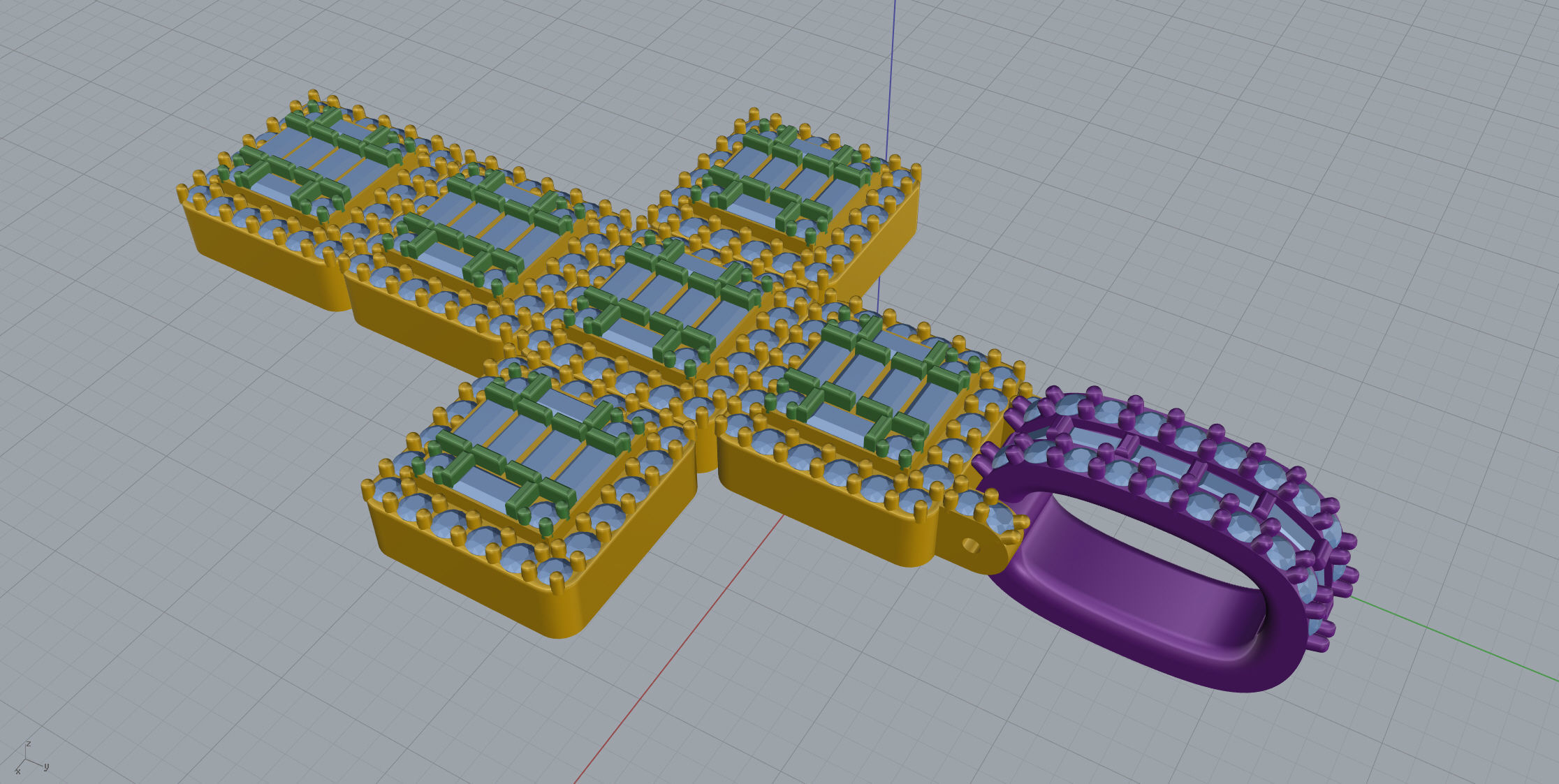 Cros Pendant with baguetes New 3D print model_11