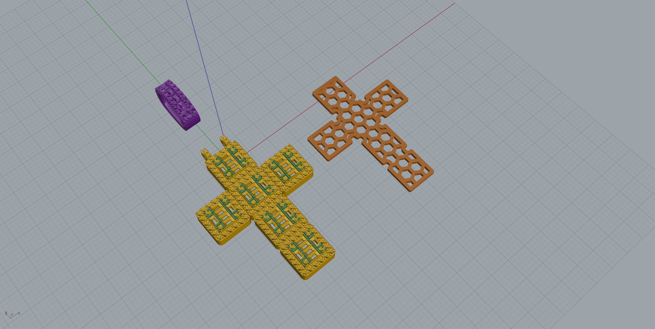 Cros Pendant with baguetes New 3D print model_15