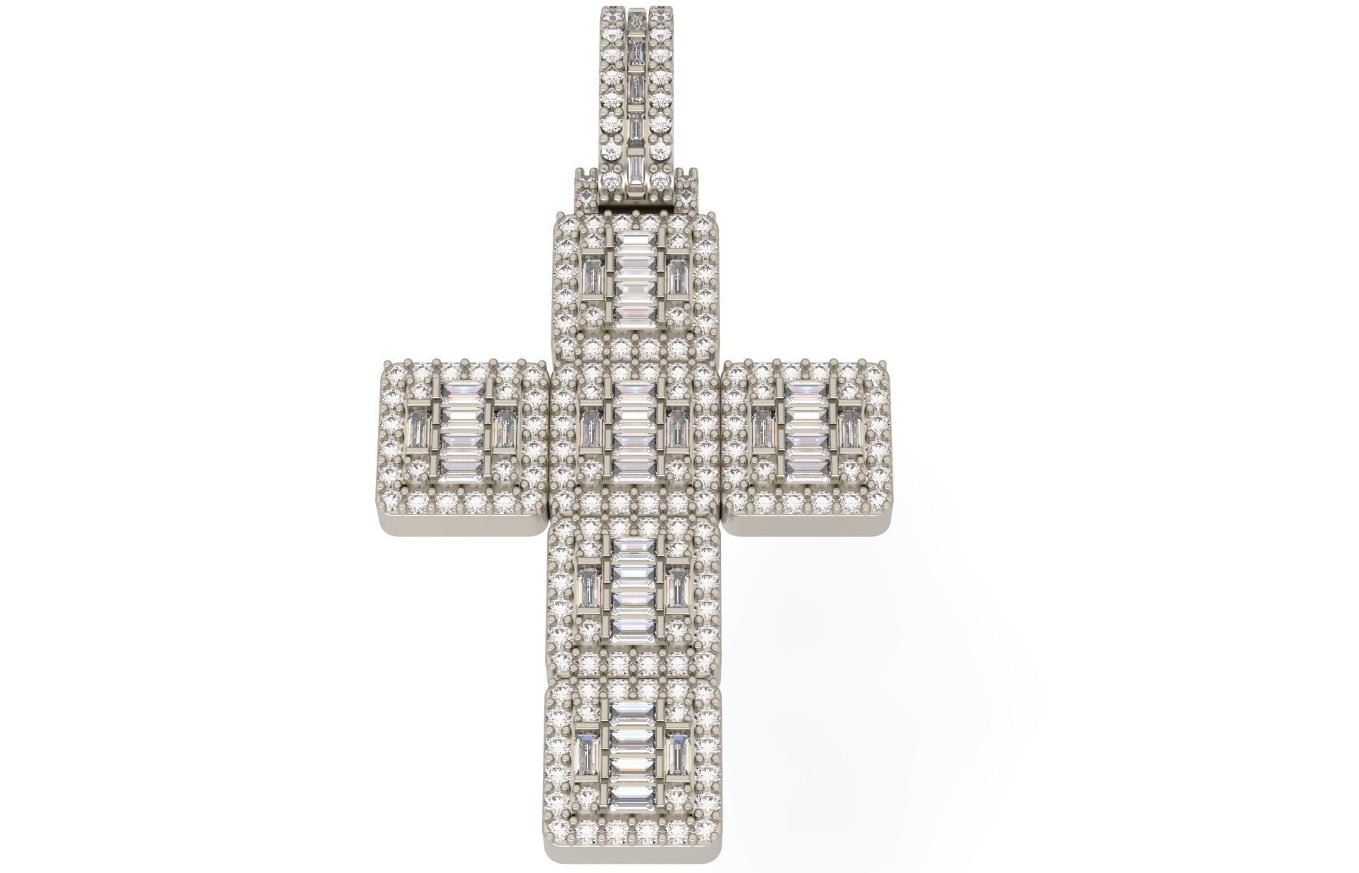 Cros Pendant with baguetes New 3D print model_5