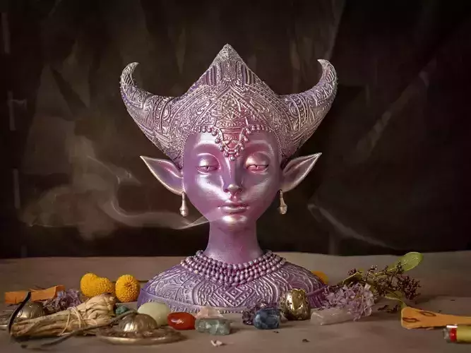 Incense Burner Avatar Goddess Spiritual Home Decor waterfall 3D print model