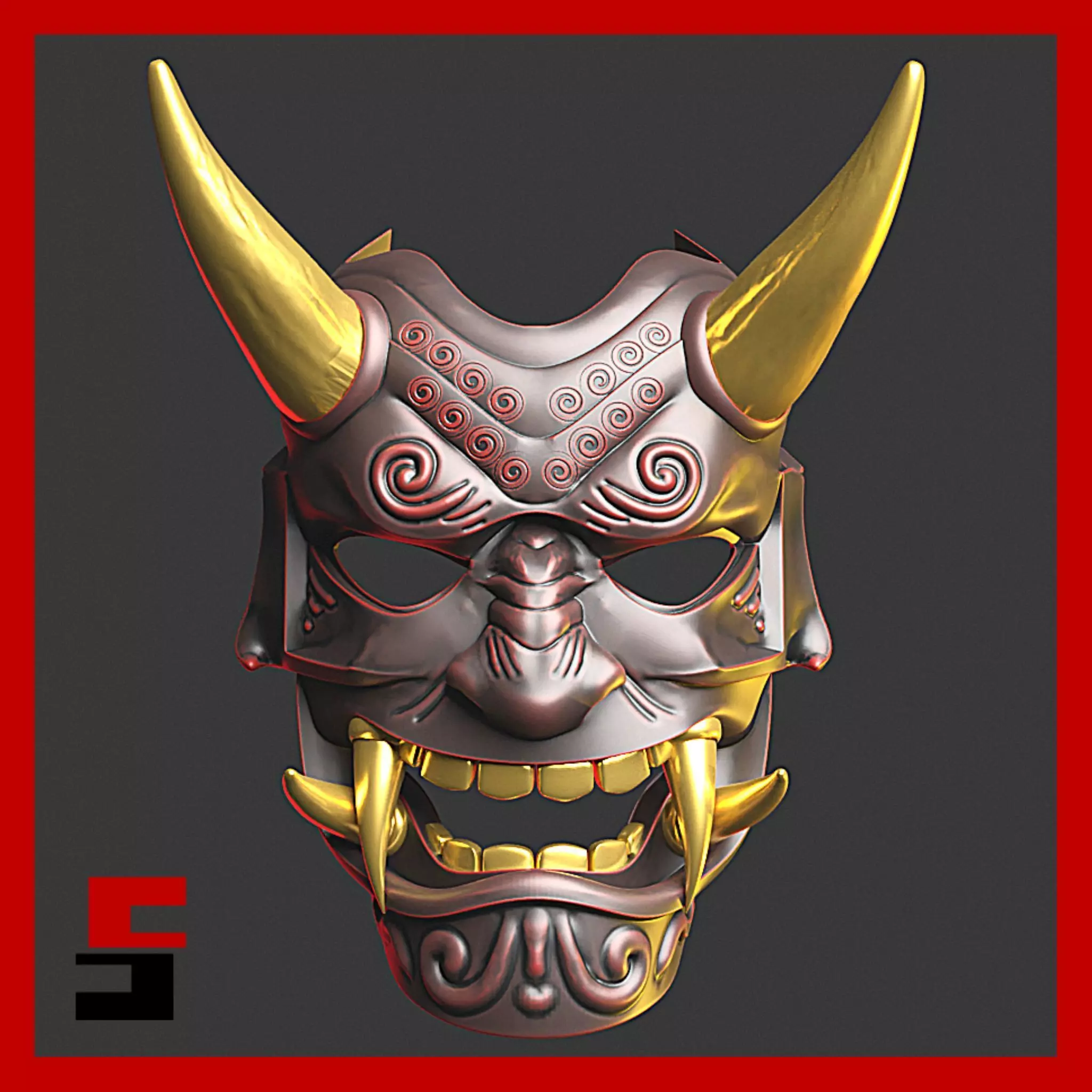 Japanese Oni Mask 3D print model_0