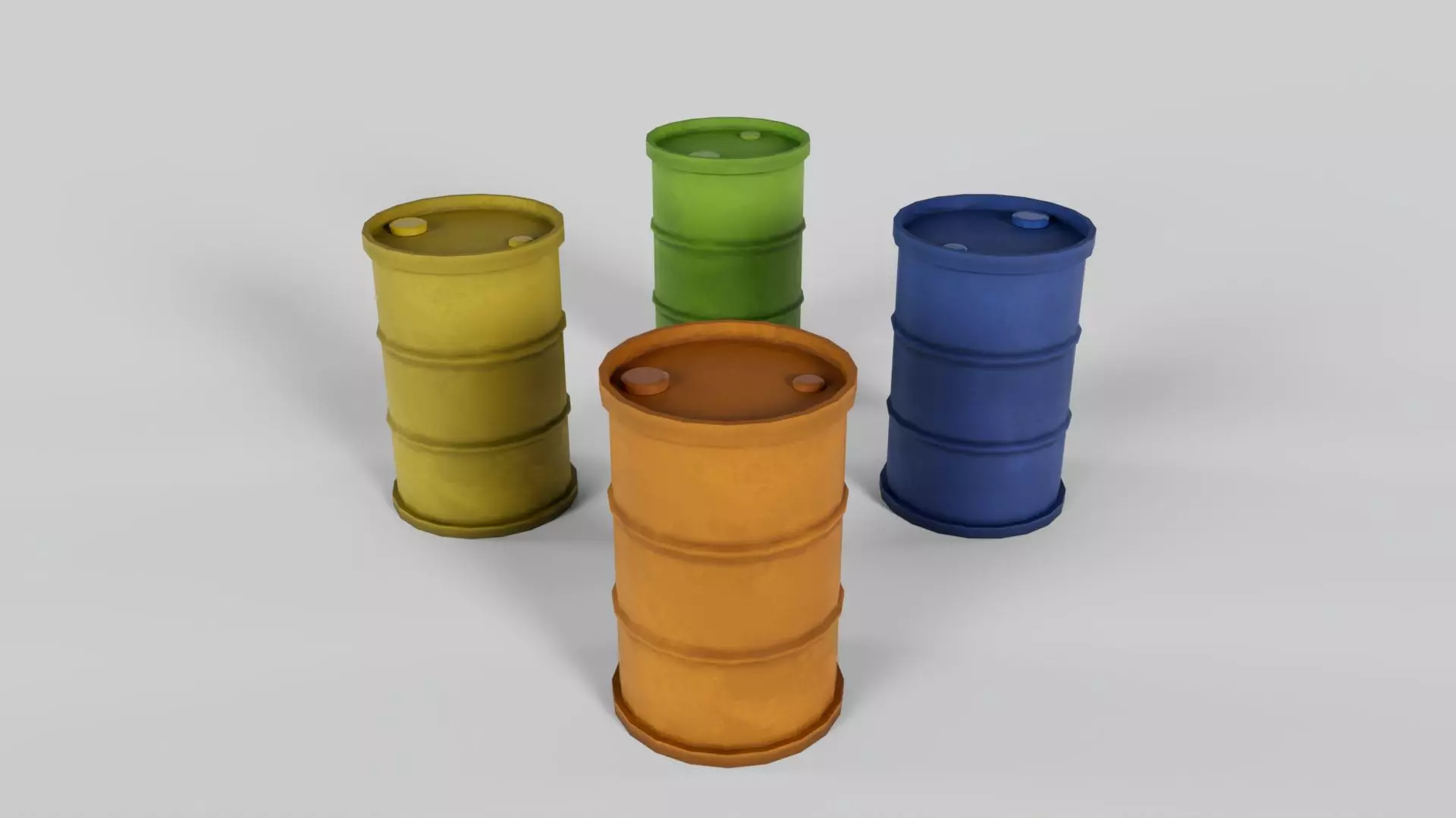 Cartoon Oil Drum Low-poly 3D model_0