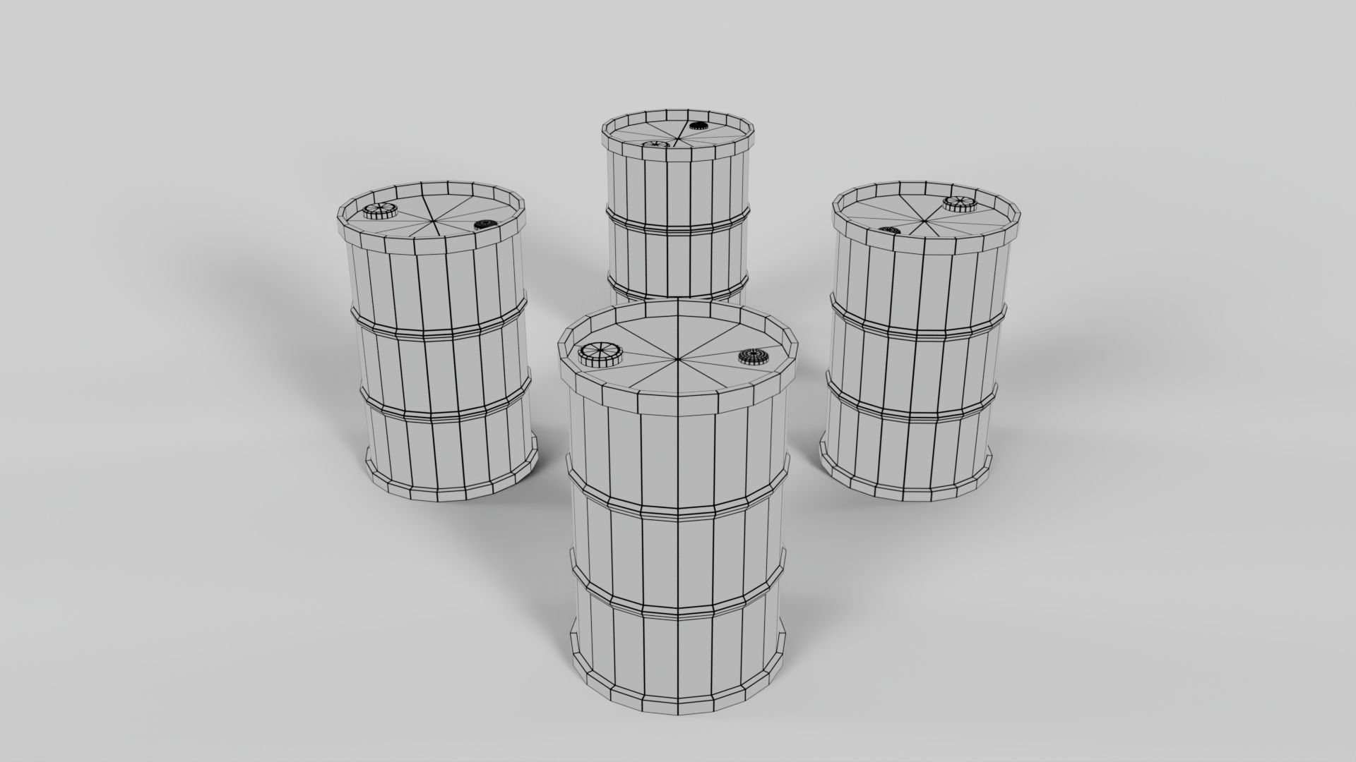 Cartoon Oil Drum Low-poly 3D model_1