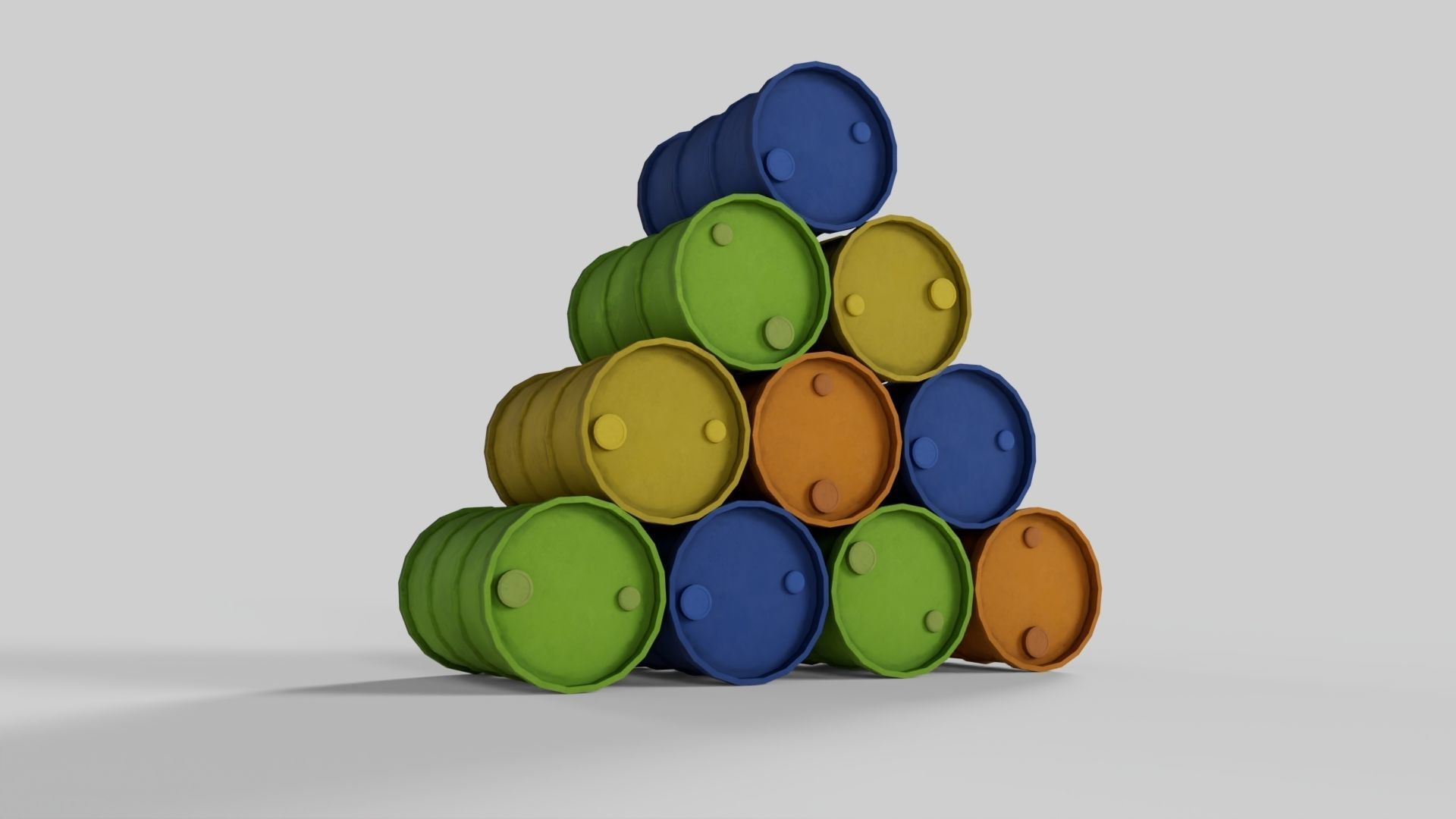 Cartoon Oil Drum Low-poly 3D model_3