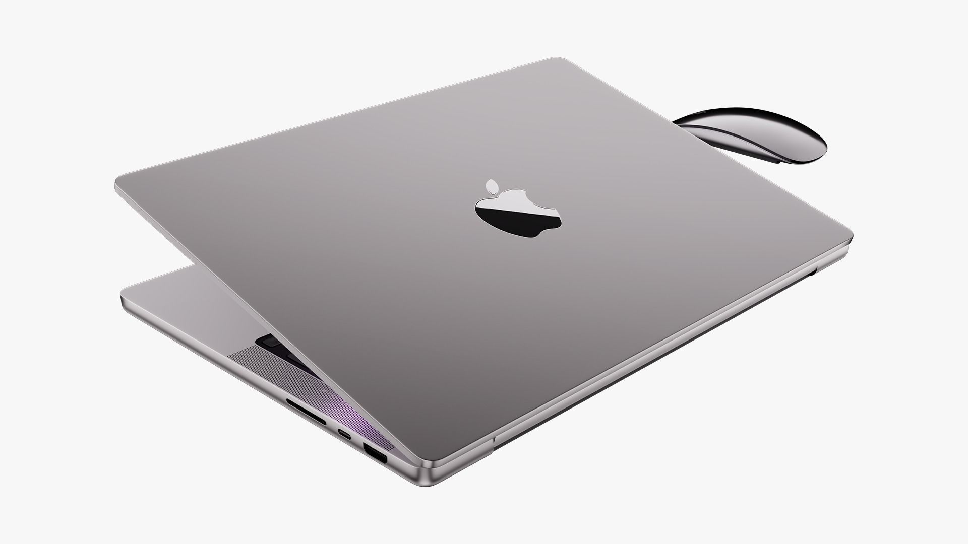 Apple MacBook Pro 14 Space Gray 2022 With Magic Mouse 3D model_13