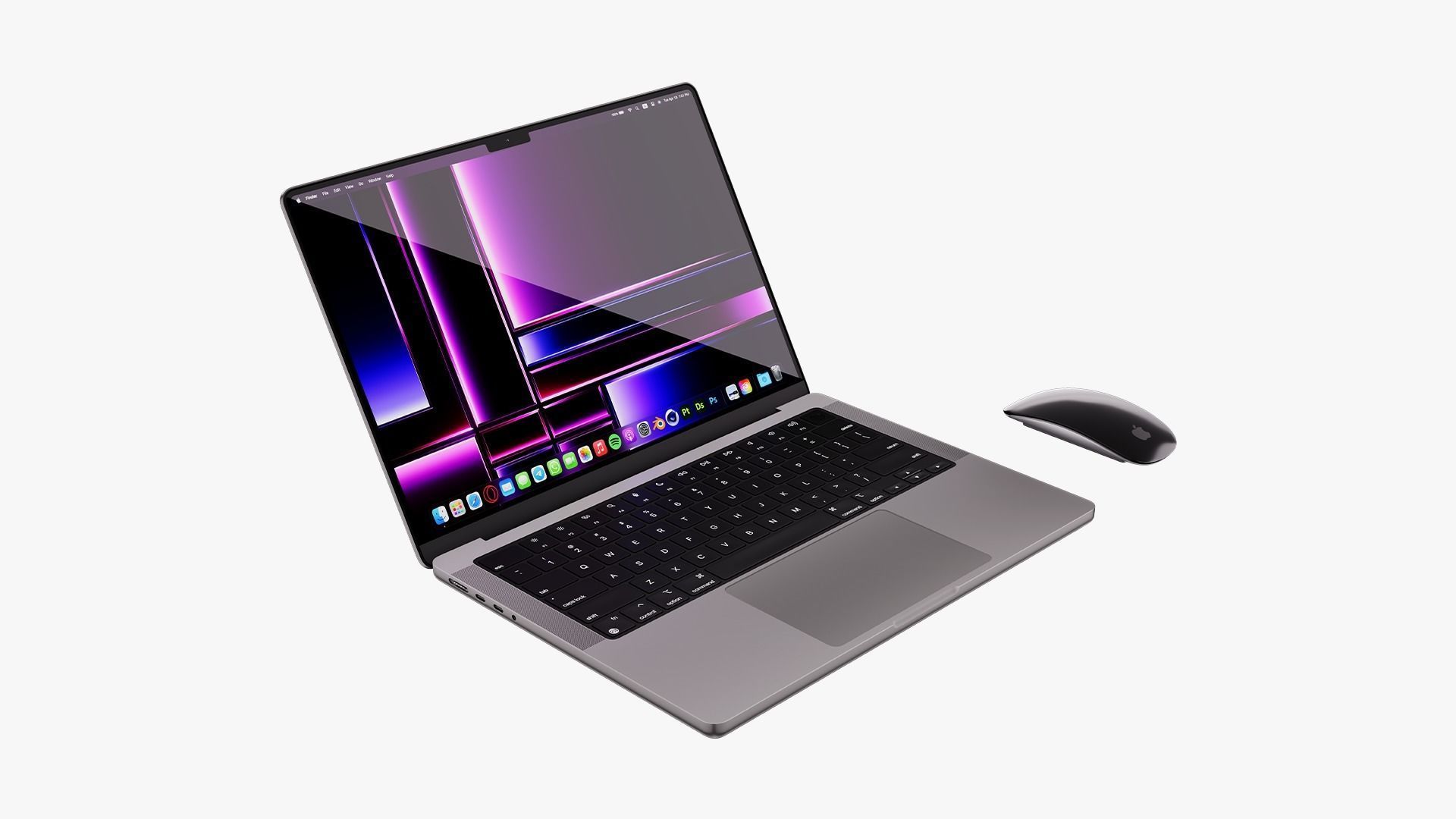 Apple MacBook Pro 14 Space Gray 2022 With Magic Mouse 3D model_7