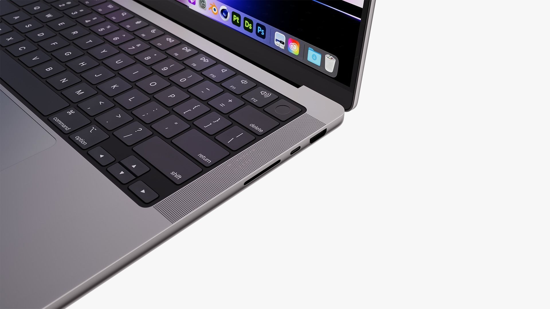 Apple MacBook Pro 14 Space Gray 2022 With Magic Mouse 3D model_16