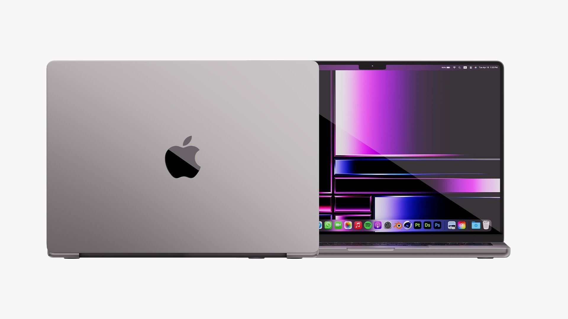 Apple MacBook Pro 14 Space Gray 2022 With Magic Mouse 3D model_4