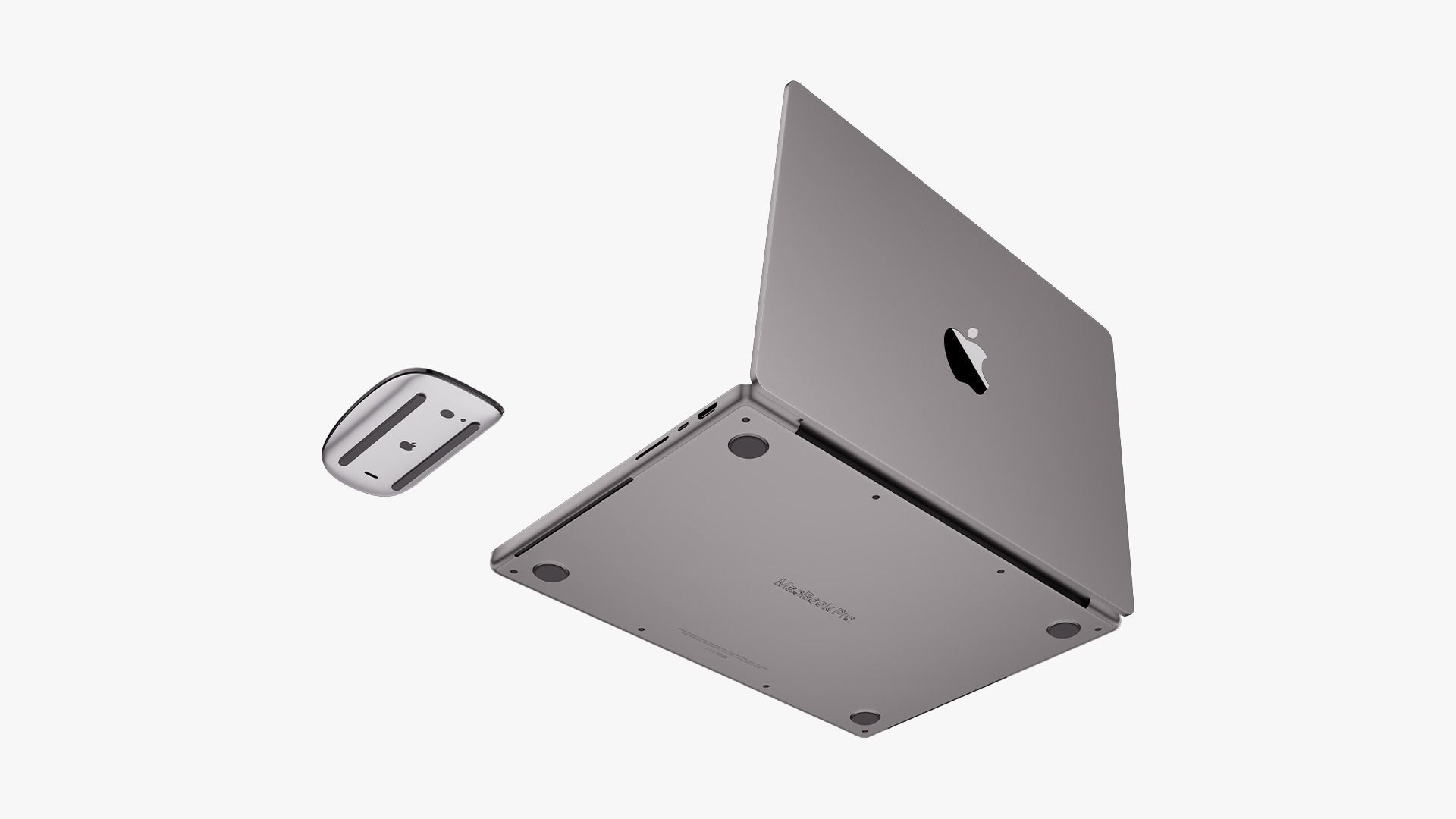 Apple MacBook Pro 14 Space Gray 2022 With Magic Mouse 3D model_10