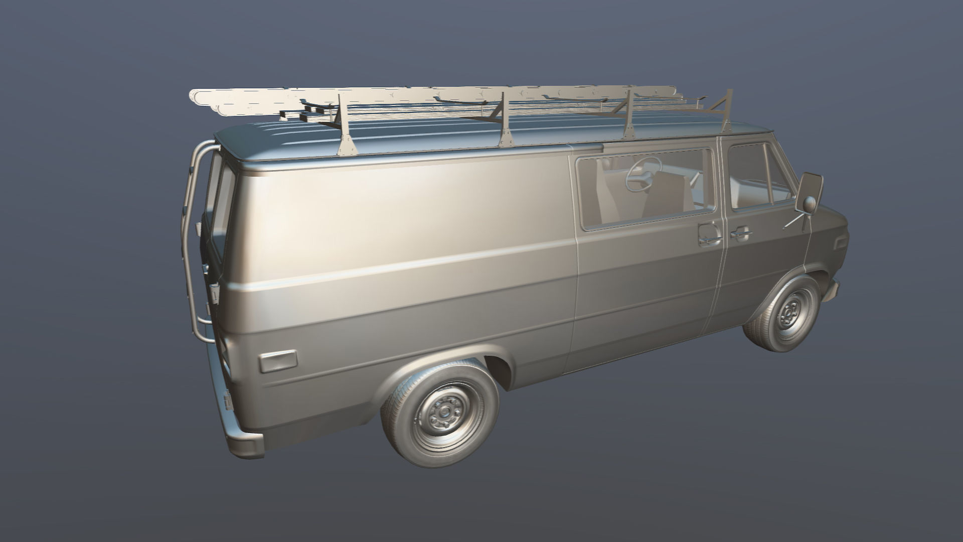 80s utility van Low-poly 3D model_32