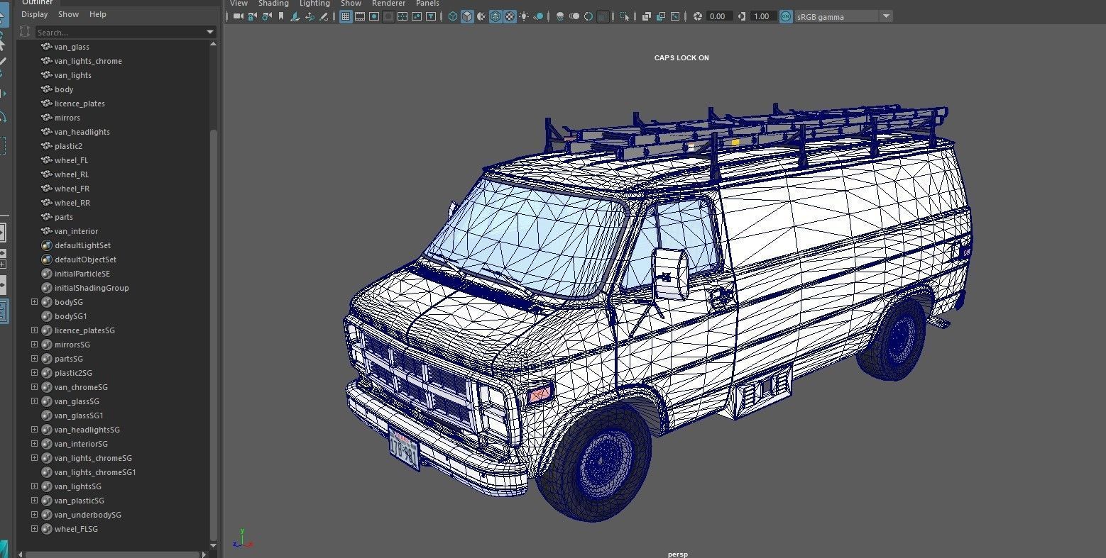 80s utility van Low-poly 3D model_35