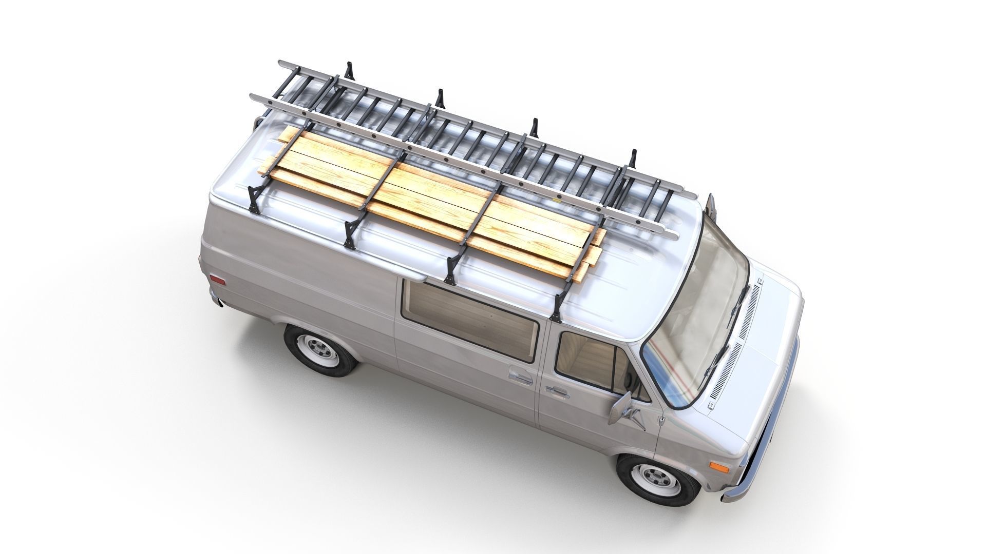 80s utility van Low-poly 3D model_3
