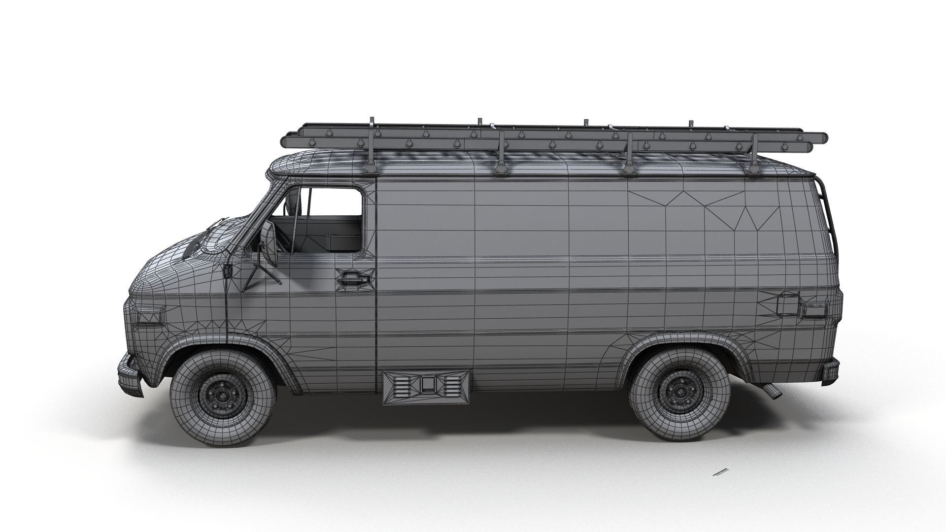 80s utility van Low-poly 3D model_13