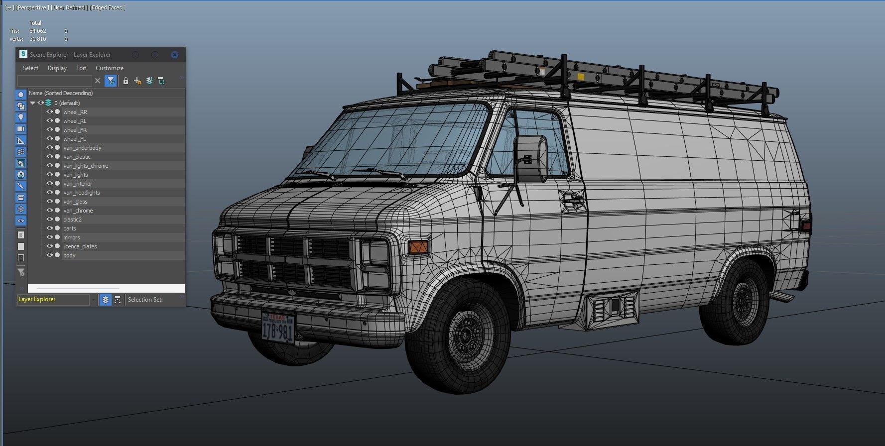 80s utility van Low-poly 3D model_37
