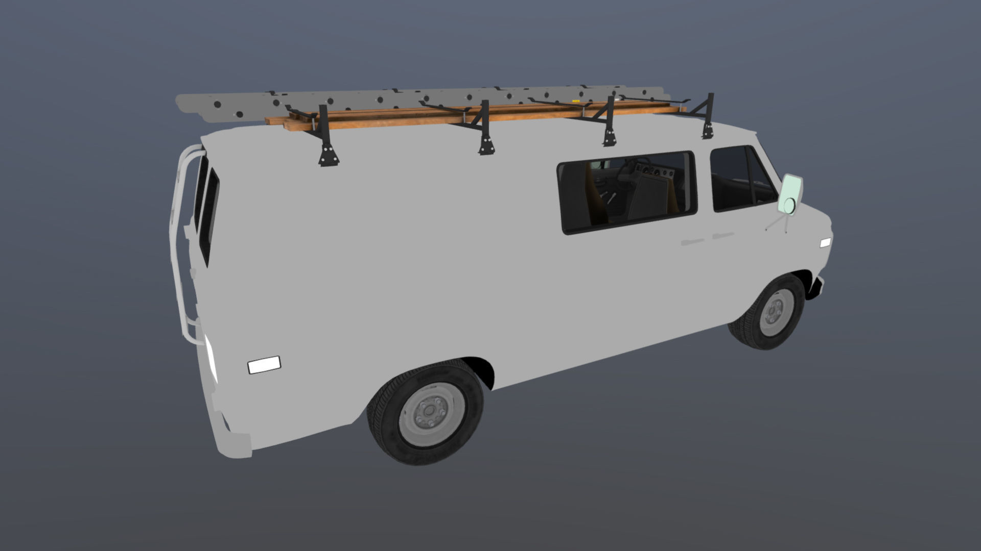 80s utility van Low-poly 3D model_29