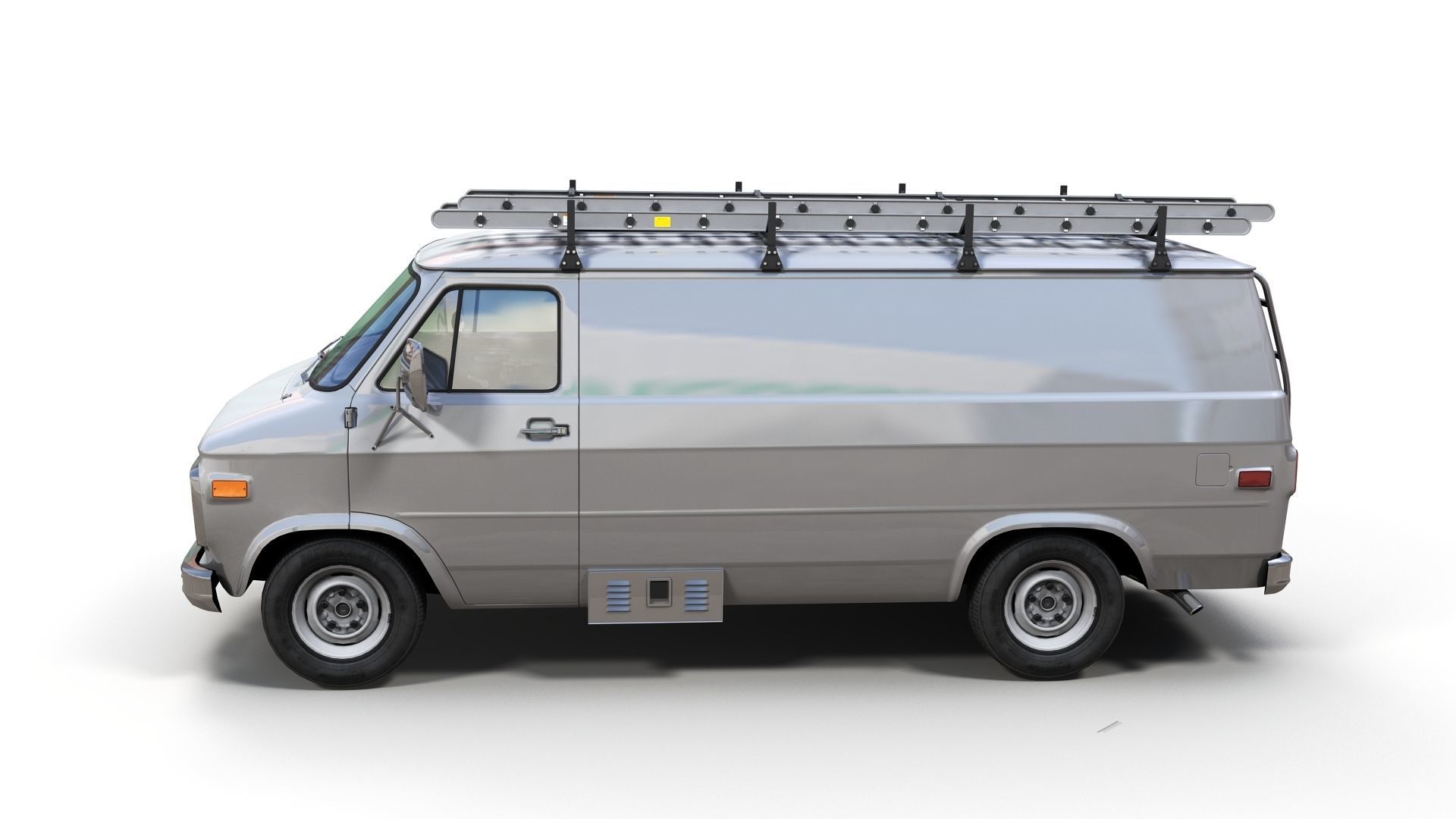 80s utility van Low-poly 3D model_5