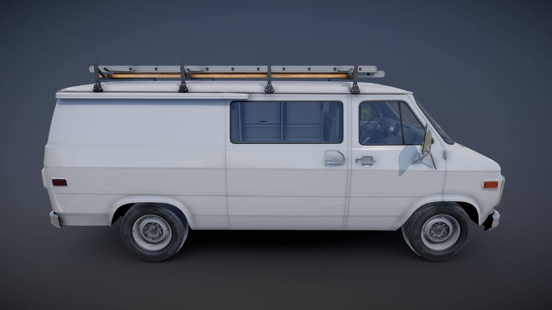 80s utility van Low-poly 3D model_21