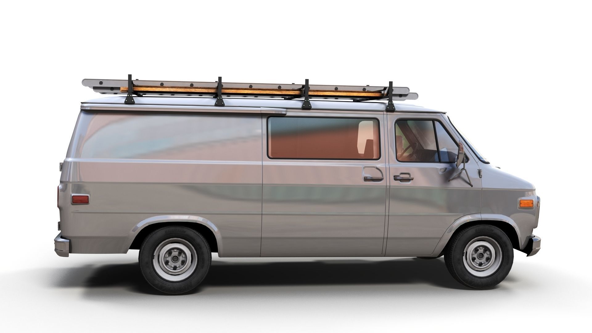 80s utility van Low-poly 3D model_6