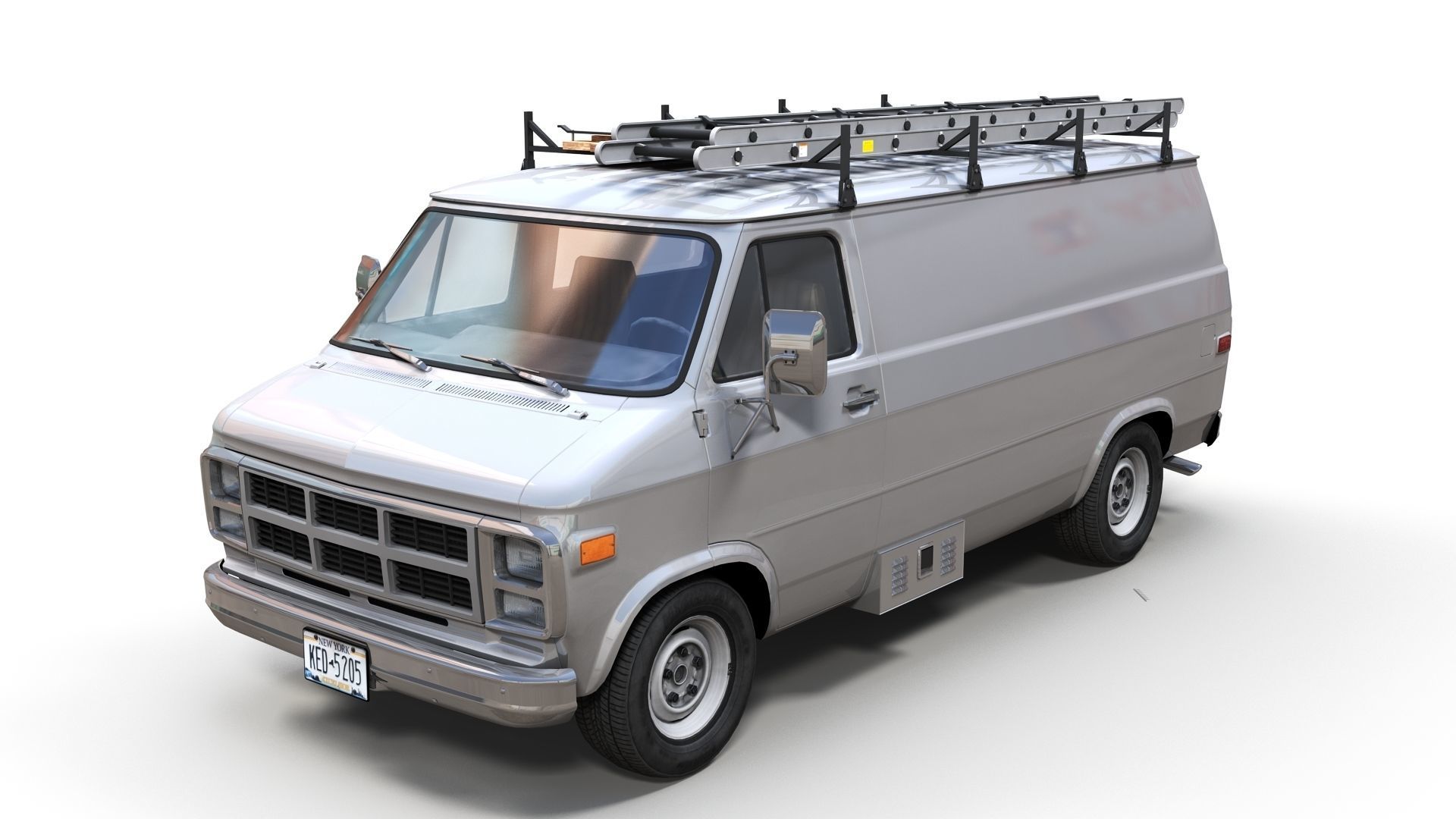 80s utility van Low-poly 3D model_1