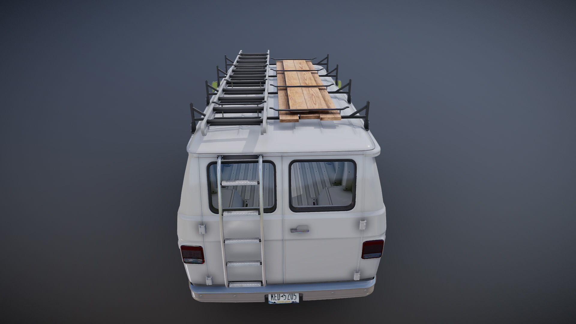 80s utility van Low-poly 3D model_23