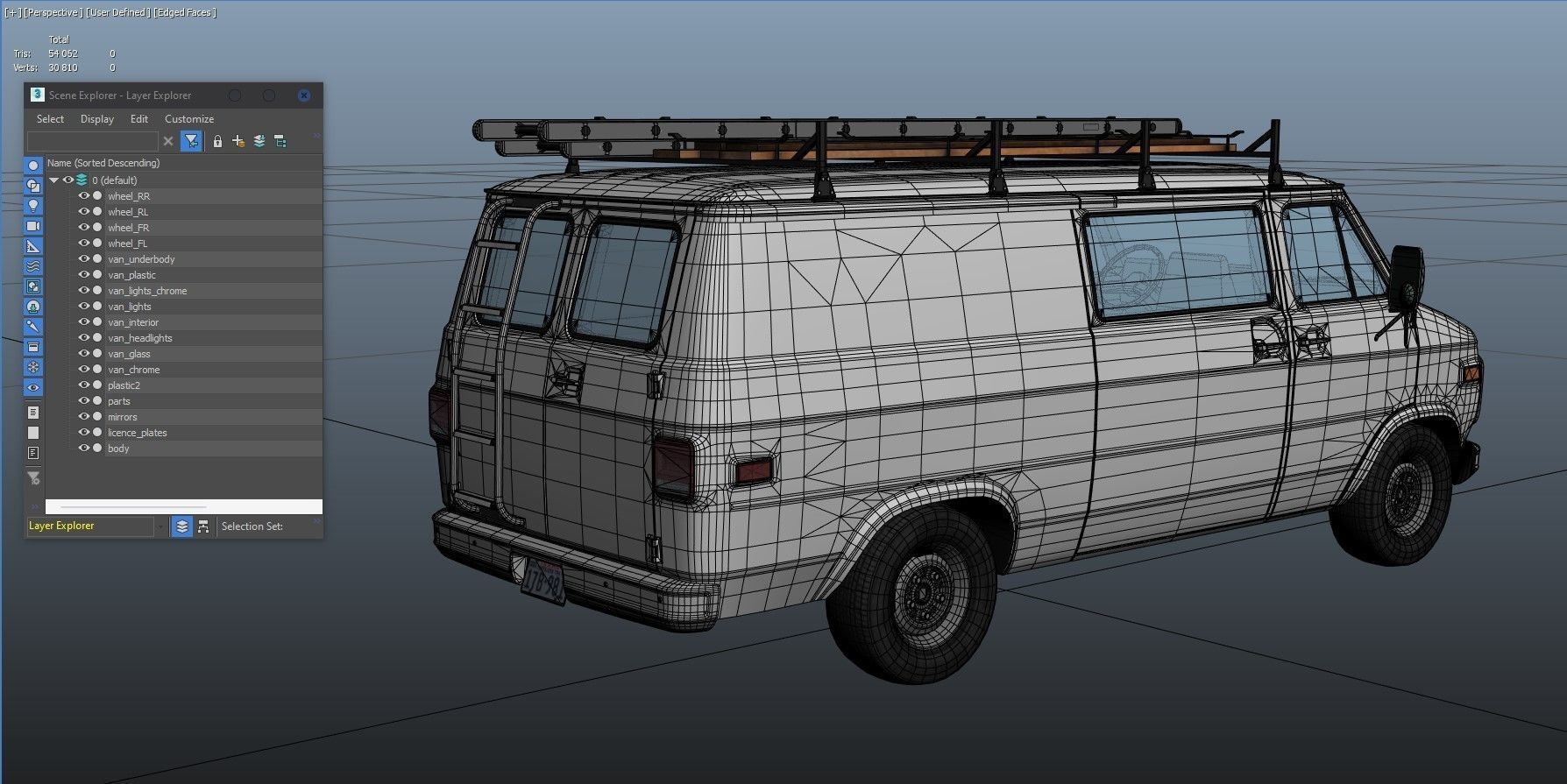 80s utility van Low-poly 3D model_38