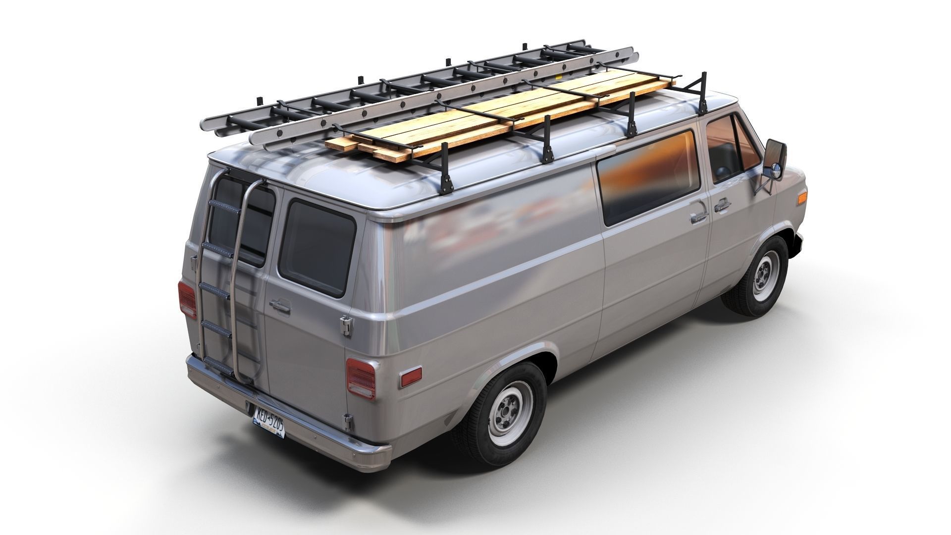 80s utility van Low-poly 3D model_2