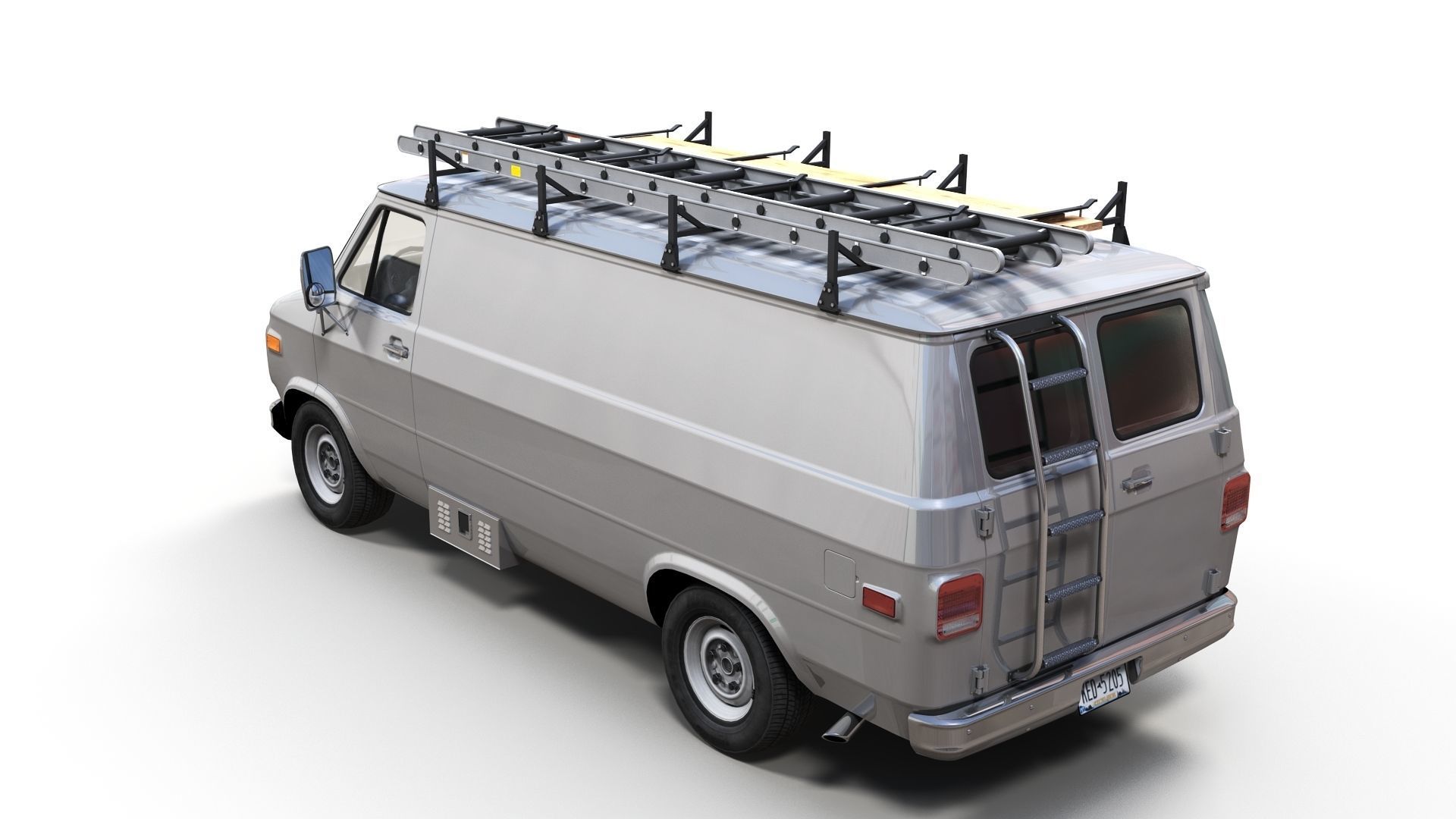 80s utility van Low-poly 3D model_4