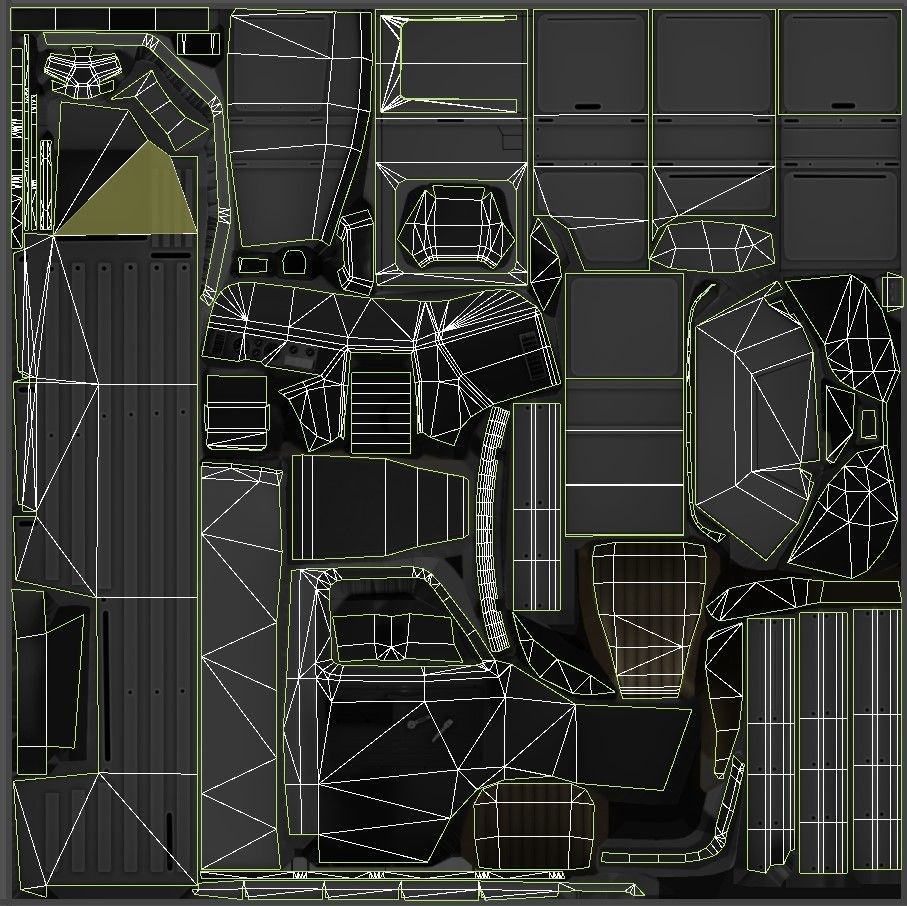 80s utility van Low-poly 3D model_40