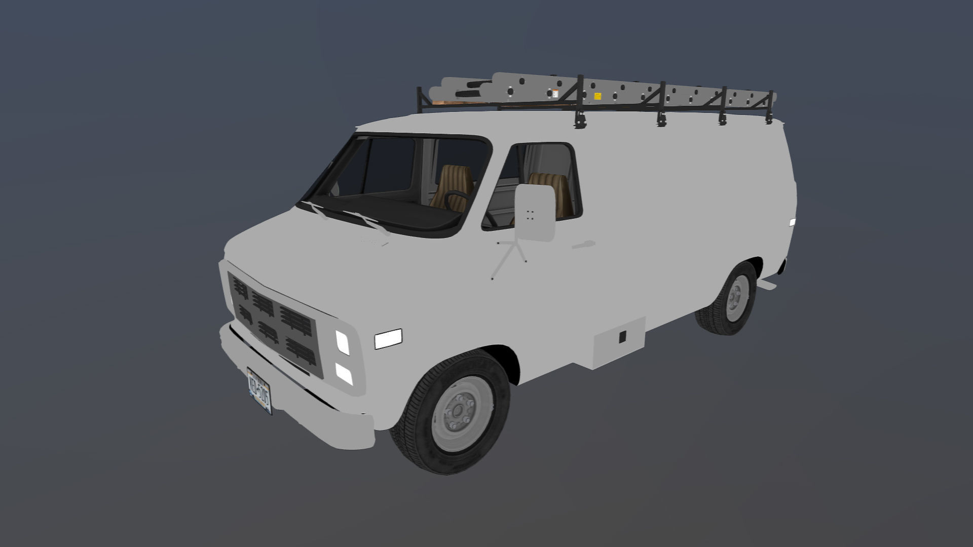 80s utility van Low-poly 3D model_30