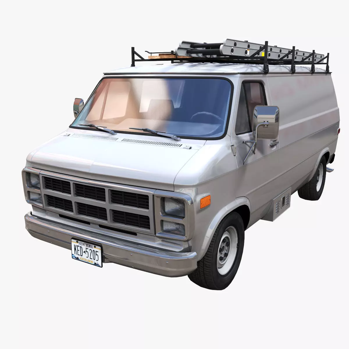 80s utility van Low-poly 3D model_0