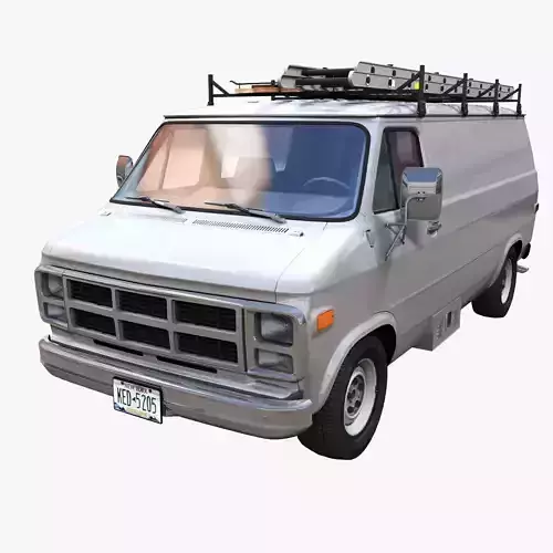80s utility van Low-poly 3D model