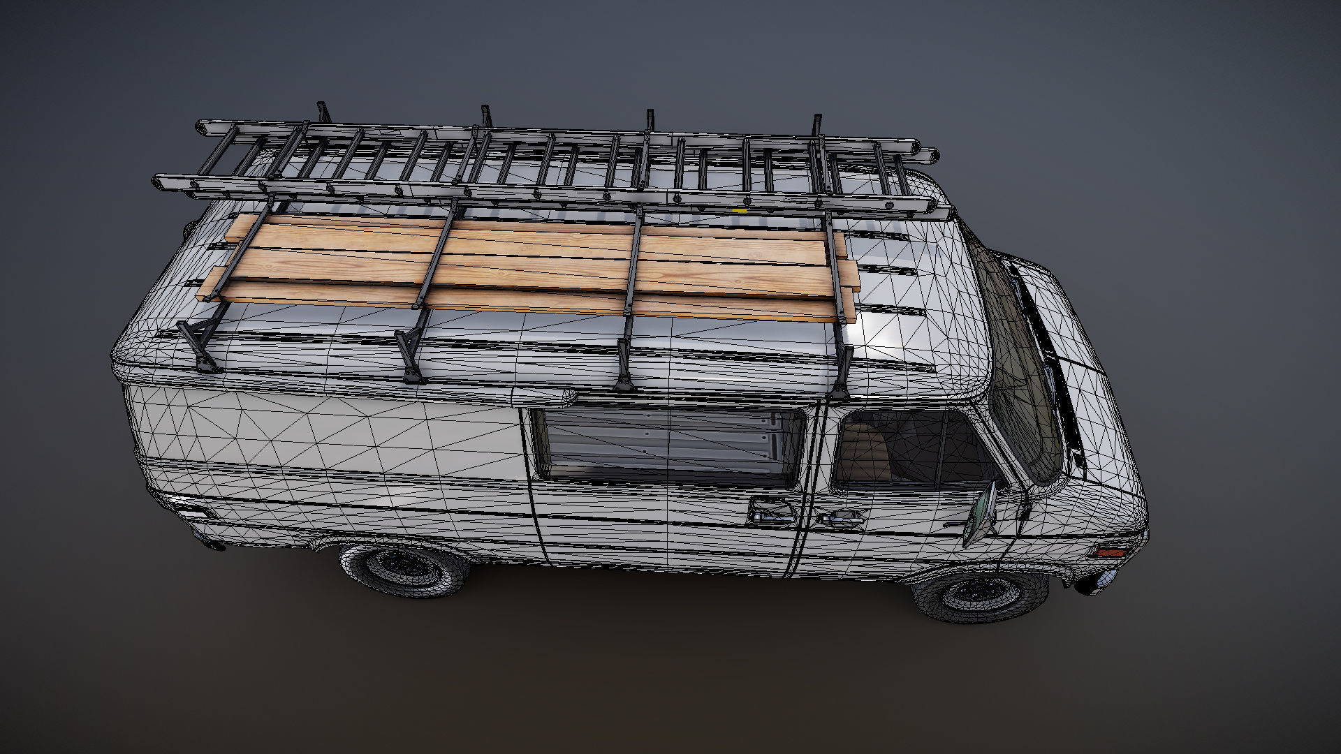 80s utility van Low-poly 3D model_25
