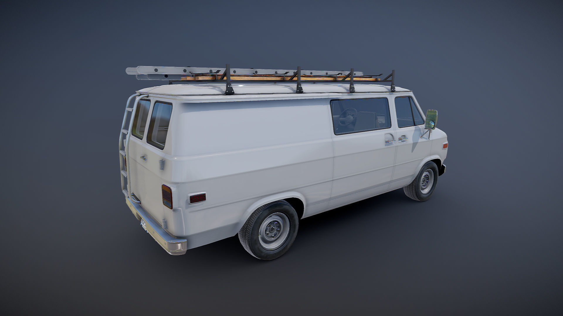 80s utility van Low-poly 3D model_18