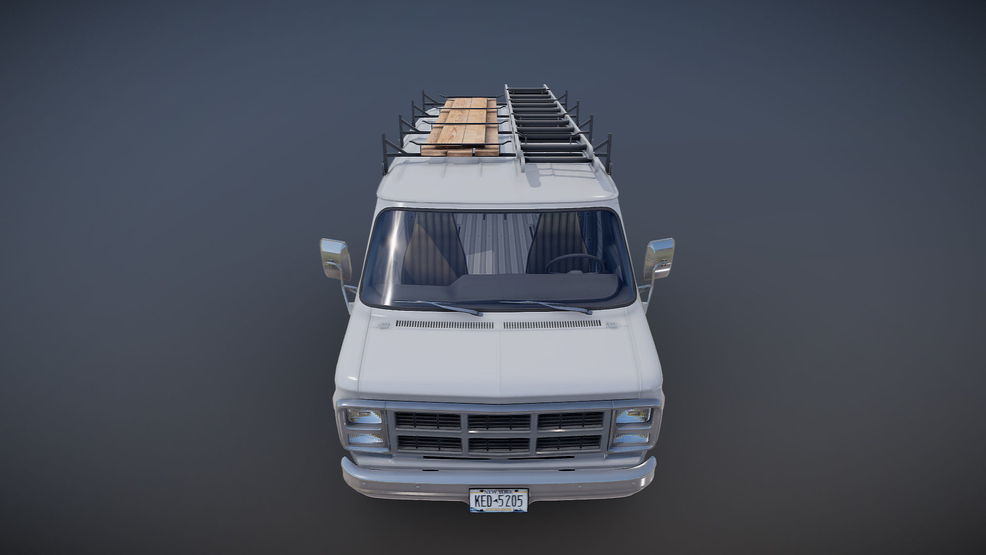 80s utility van Low-poly 3D model_22