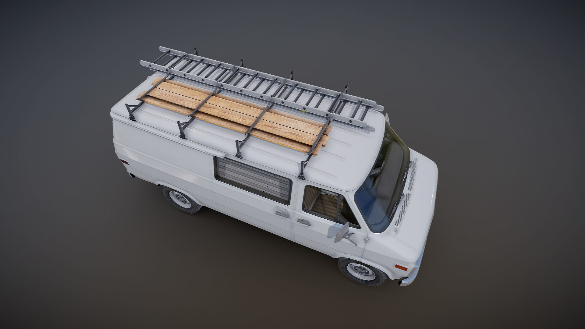 80s utility van Low-poly 3D model_20
